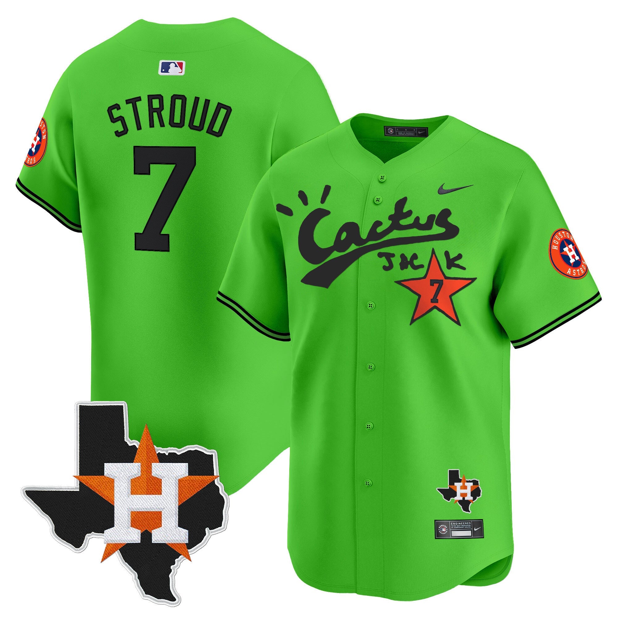 Men’s Houston Cactus Jack Patch Vapor Premier Limited Jersey V11 – Stitched