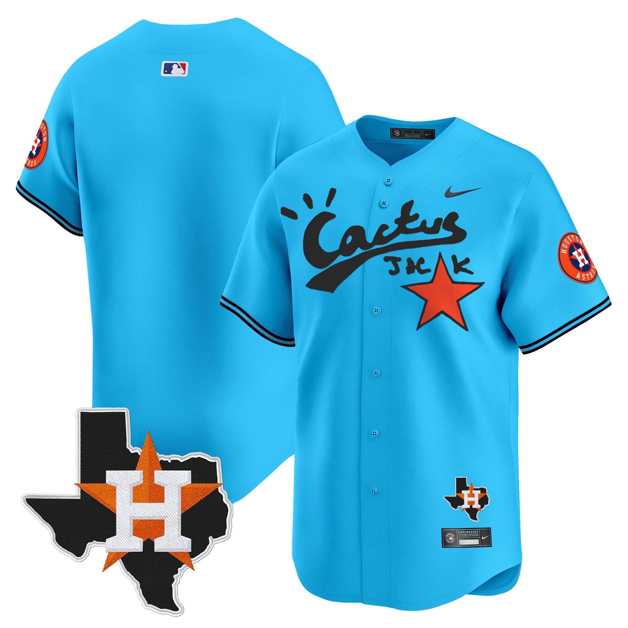 Men’s Houston Cactus Jack Patch Vapor Premier Limited Jersey V11 – Stitched