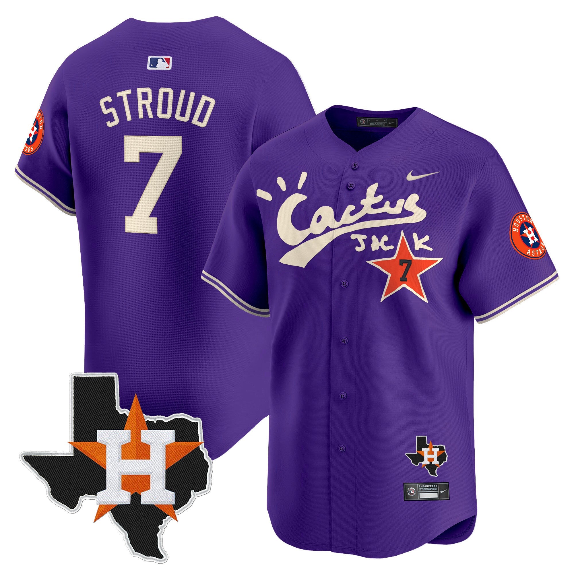 Men’s Houston Cactus Jack Patch Vapor Premier Limited Jersey V11 – Stitched