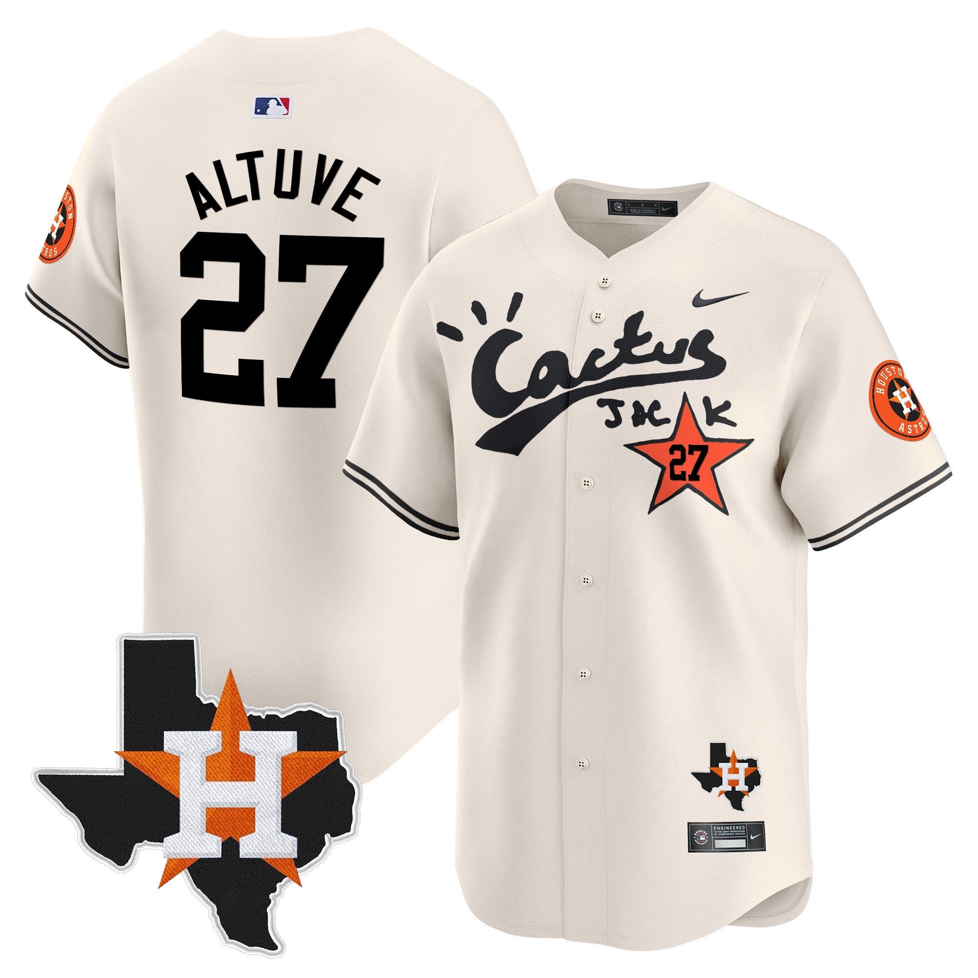 Men’s Houston Cactus Jack Patch Vapor Premier Limited Jersey V11 – Stitched