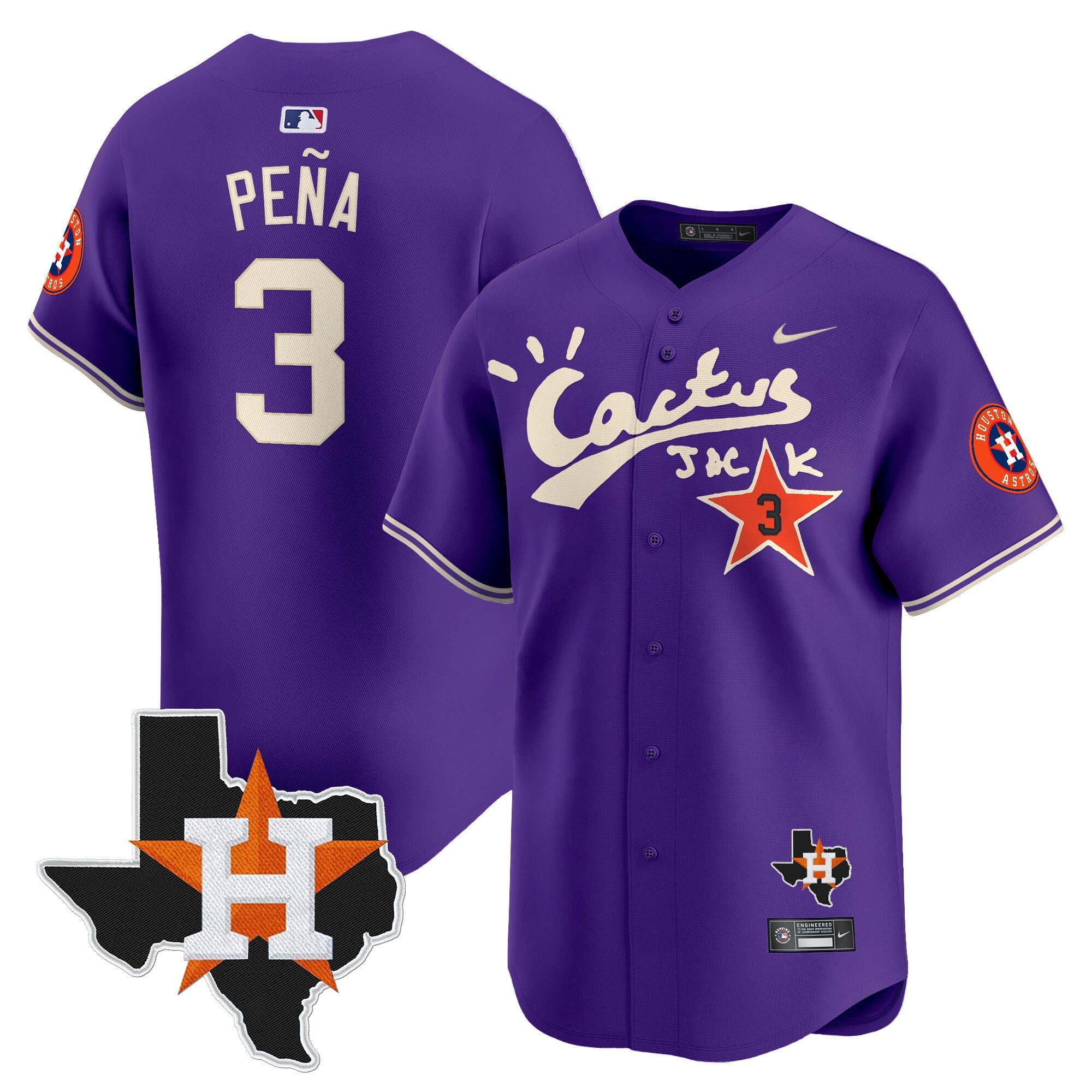 Men’s Houston Cactus Jack Patch Vapor Premier Limited Jersey V11 – Stitched