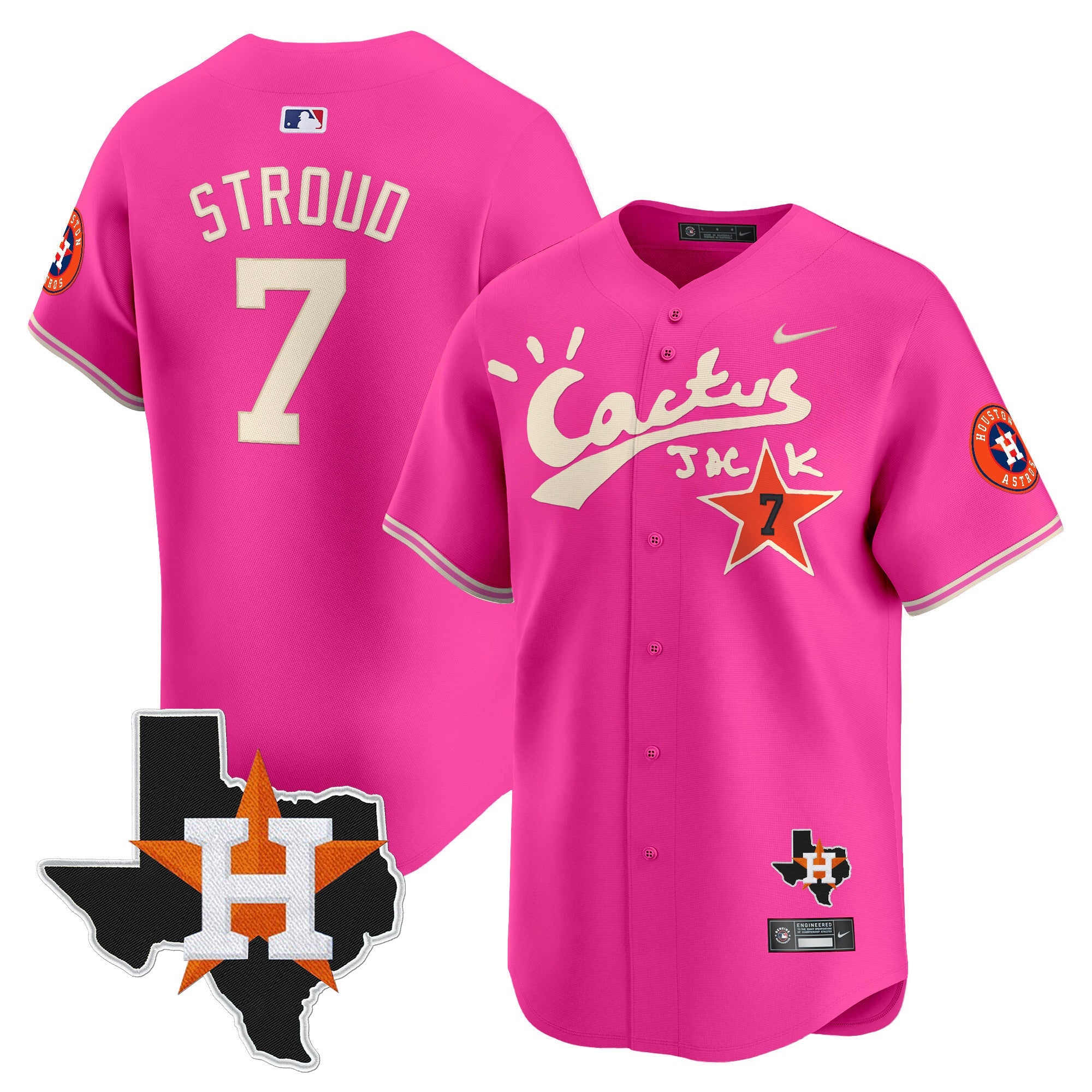 Men’s Houston Cactus Jack Patch Vapor Premier Limited Jersey V11 – Stitched