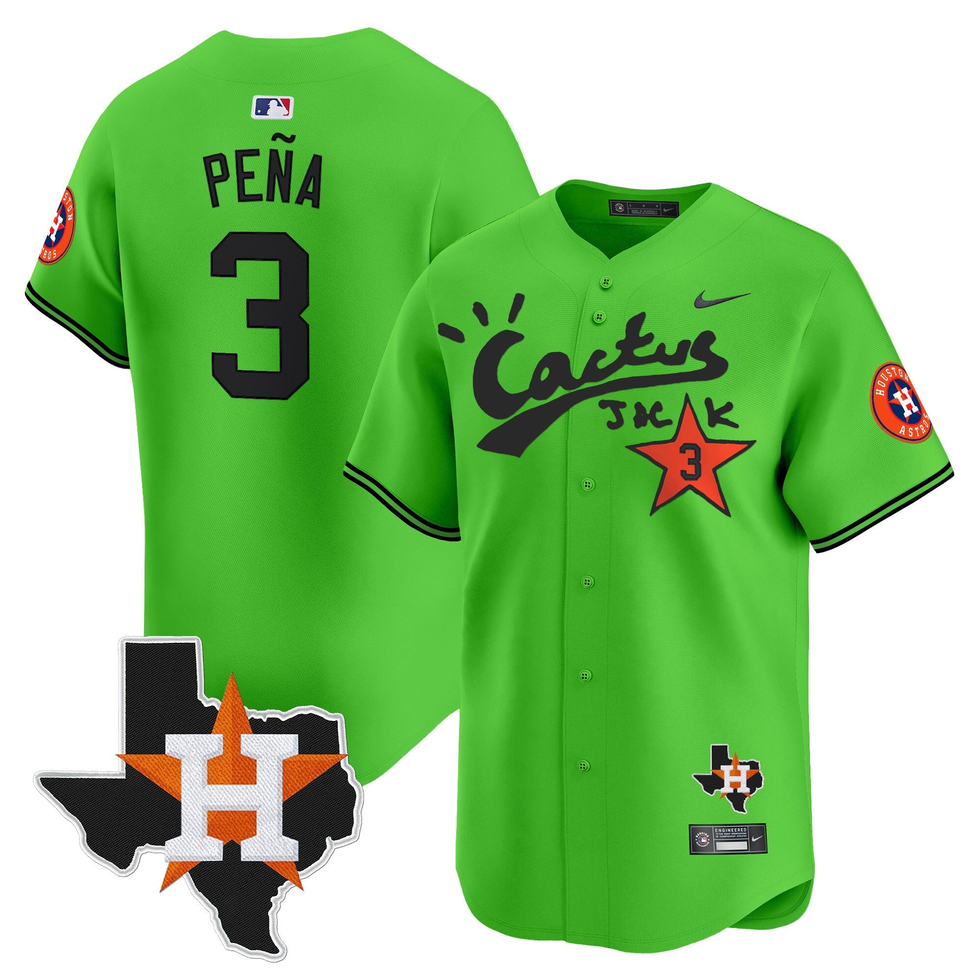 Men’s Houston Cactus Jack Patch Vapor Premier Limited Jersey V11 – Stitched