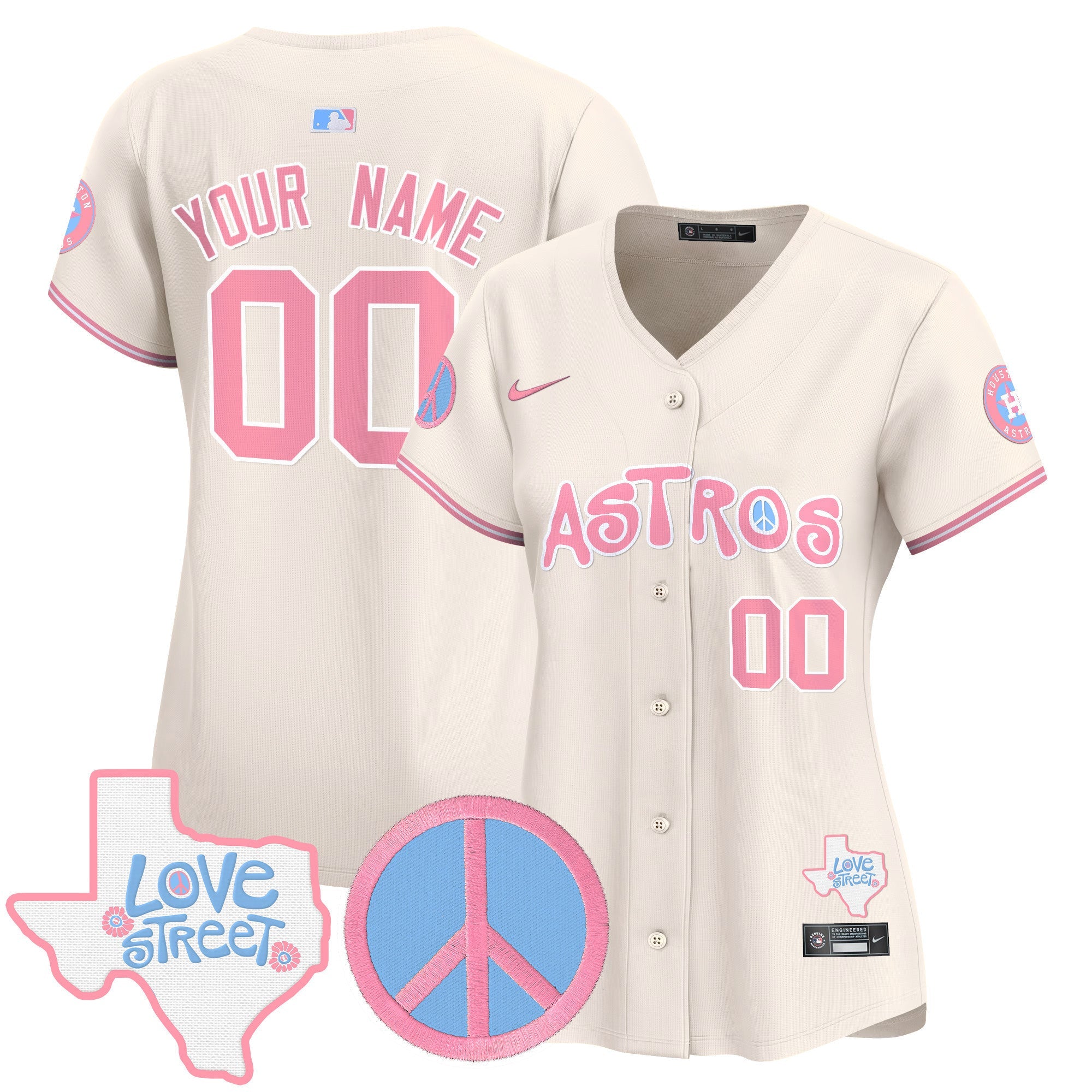 Love Street & Peace Sign Patch Bubblegum Pink Vapor Premier Limited Custom Jersey
