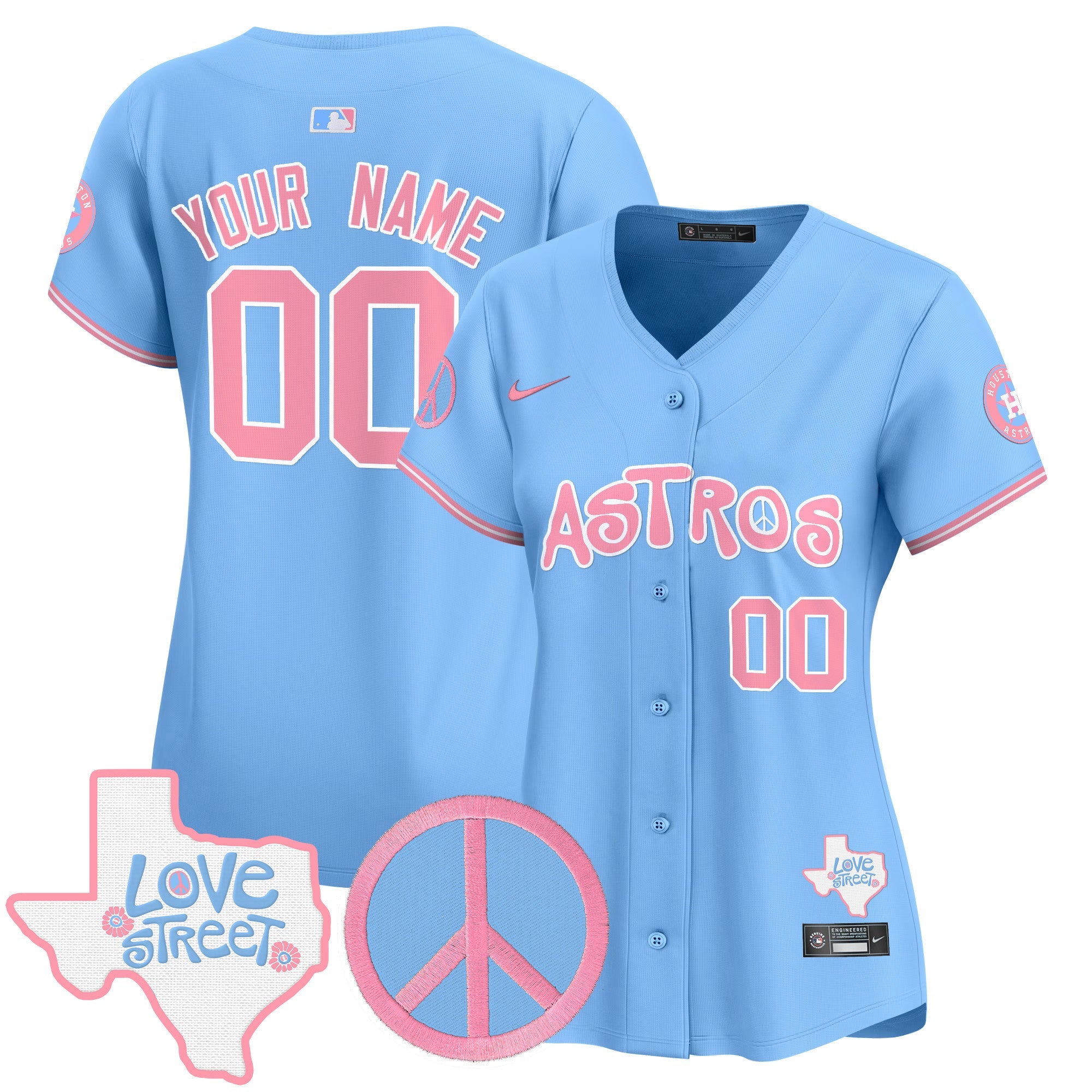 Love Street & Peace Sign Patch Bubblegum Pink Vapor Premier Limited Custom Jersey