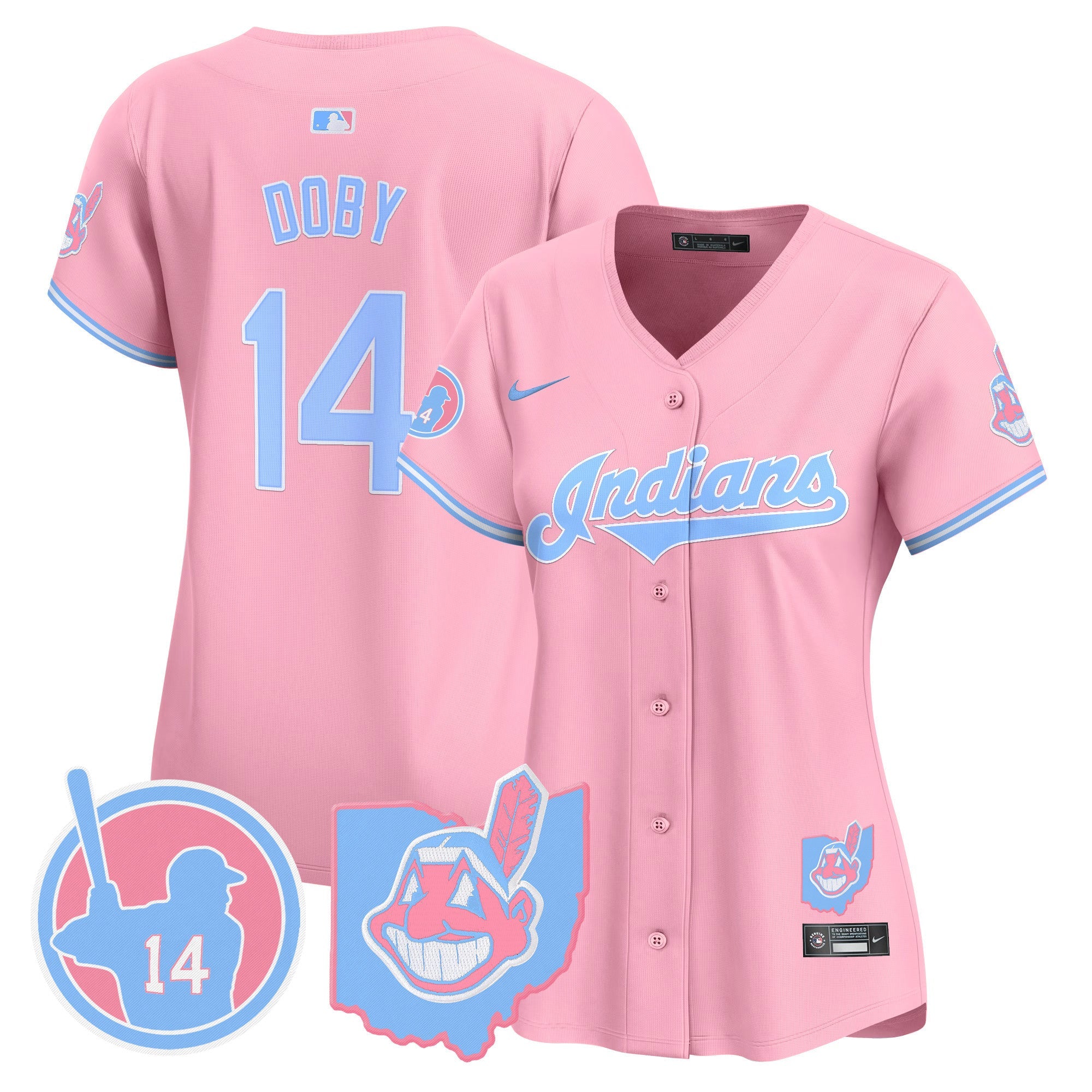 Women’s Cleveland Indians Larry Doby Bubblegum Pink Vapor Premier Limited Jersey