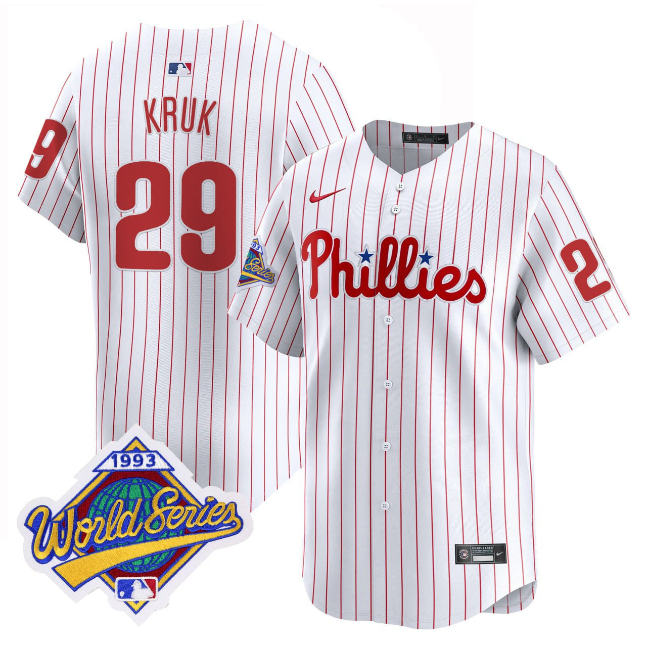 John Kruk Philadelphia Pinstripe 1993 World Series Vapor Jersey