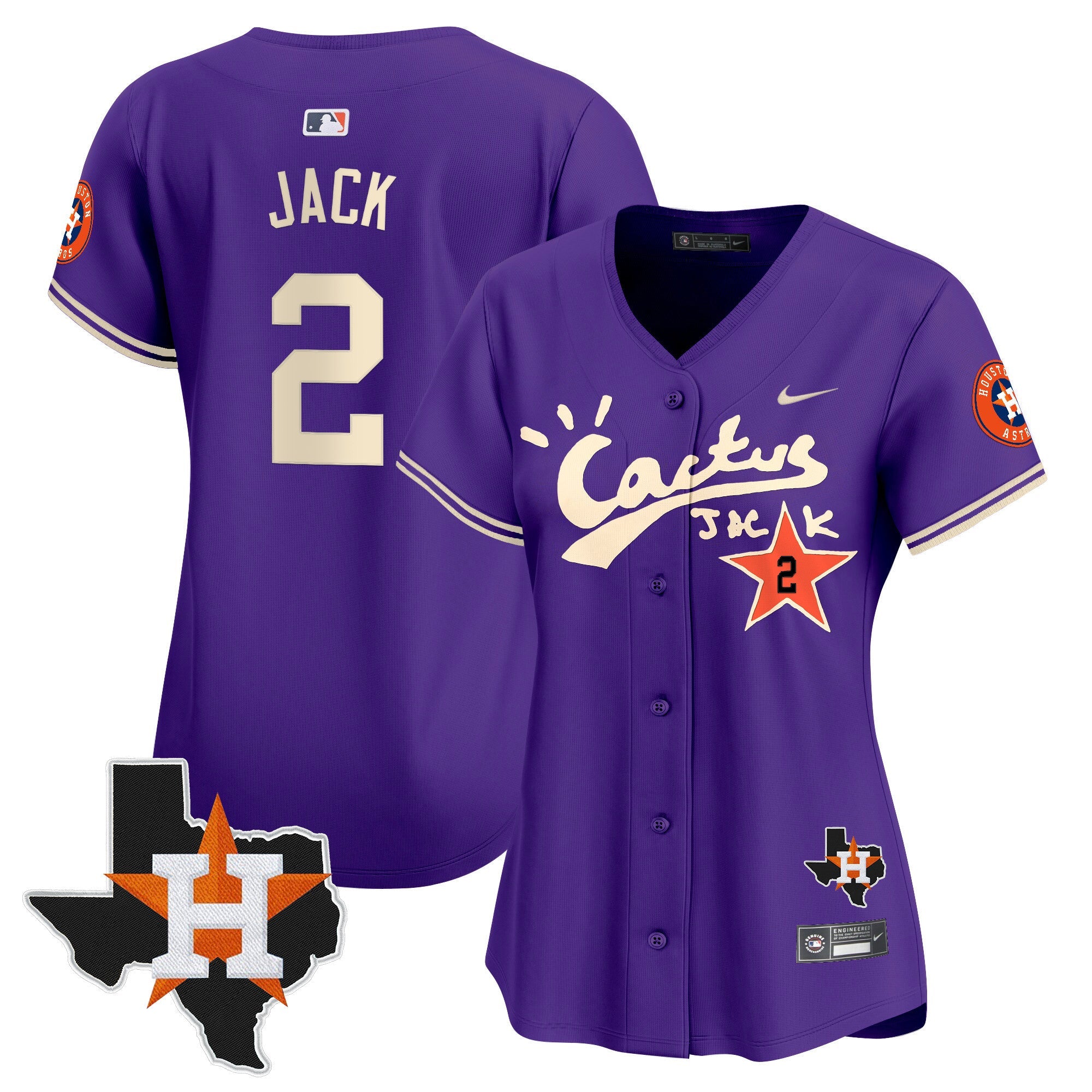Women’s Houston Cactus Jack Patch Vapor Premier Limited Jersey V11 – Stitched