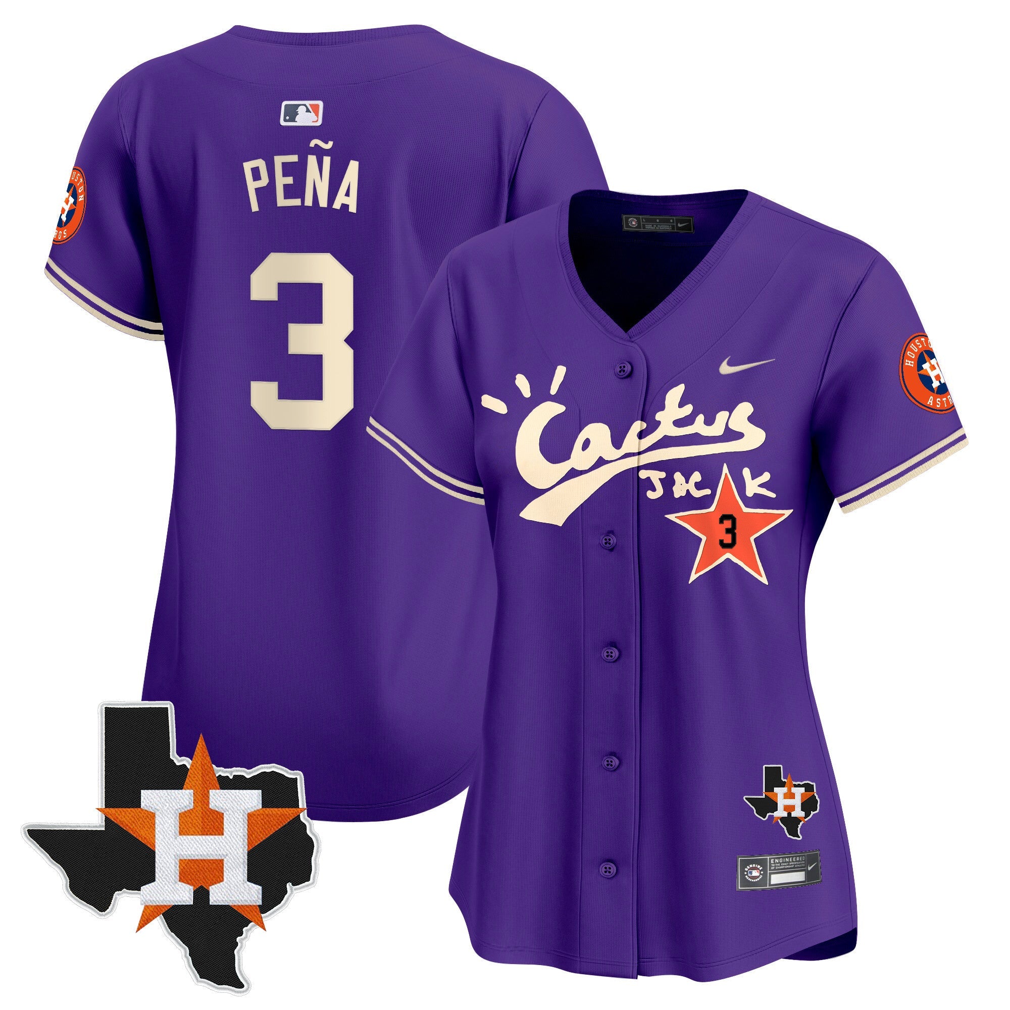 Women’s Houston Cactus Jack Patch Vapor Premier Limited Jersey V11 – Stitched