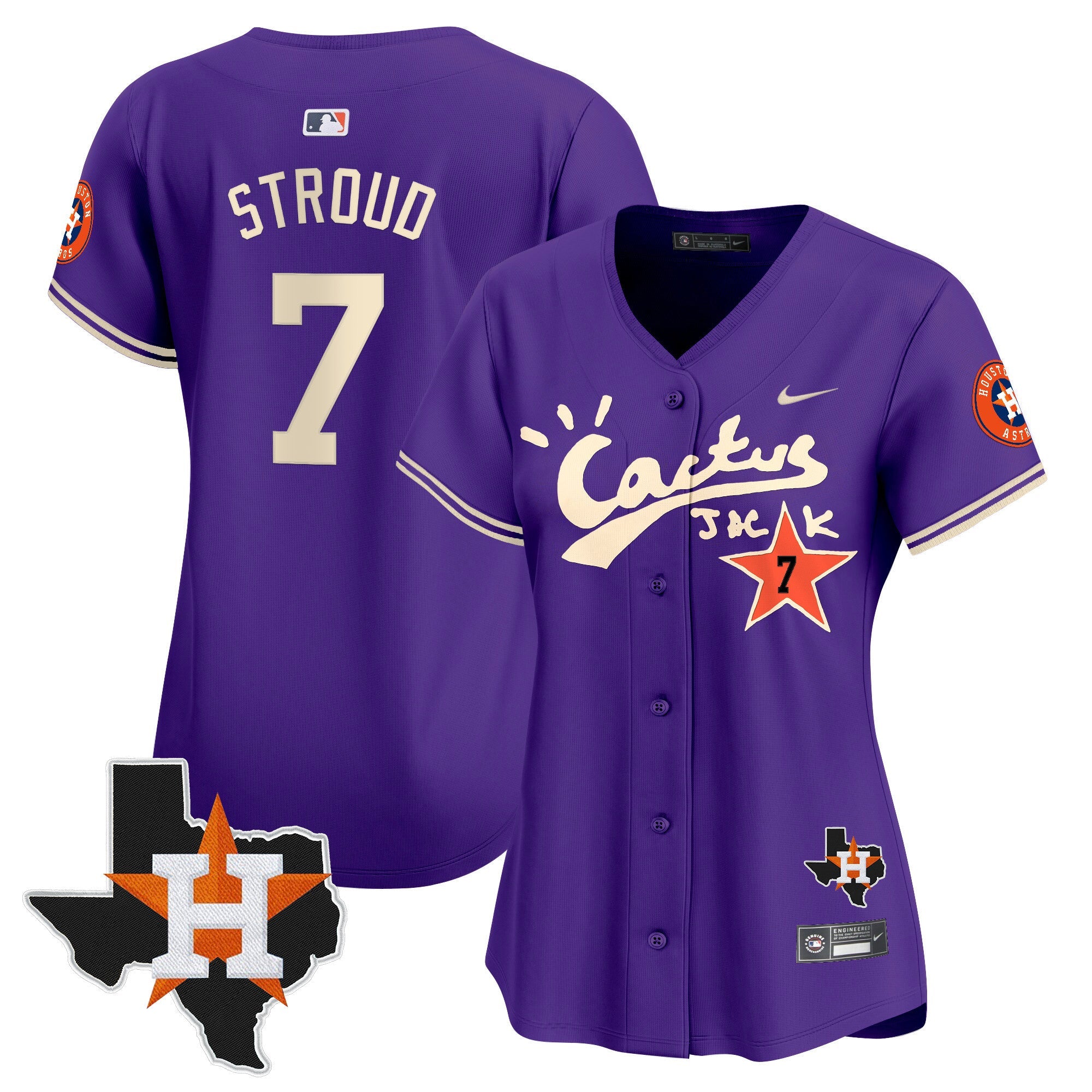 Women’s Houston Cactus Jack Patch Vapor Premier Limited Jersey V11 – Stitched