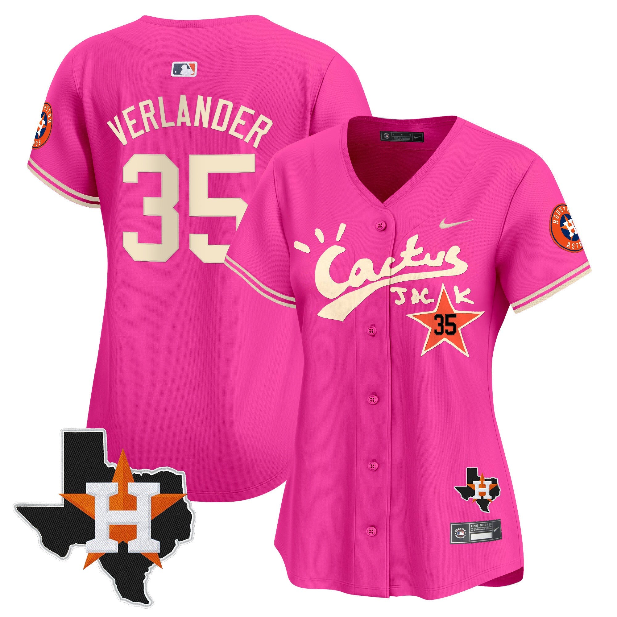 Women’s Houston Cactus Jack Patch Vapor Premier Limited Jersey V11 – Stitched