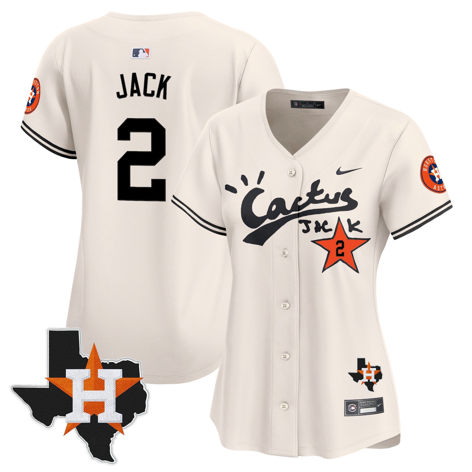 Women’s Houston Cactus Jack Patch Vapor Premier Limited Jersey V11 – Stitched