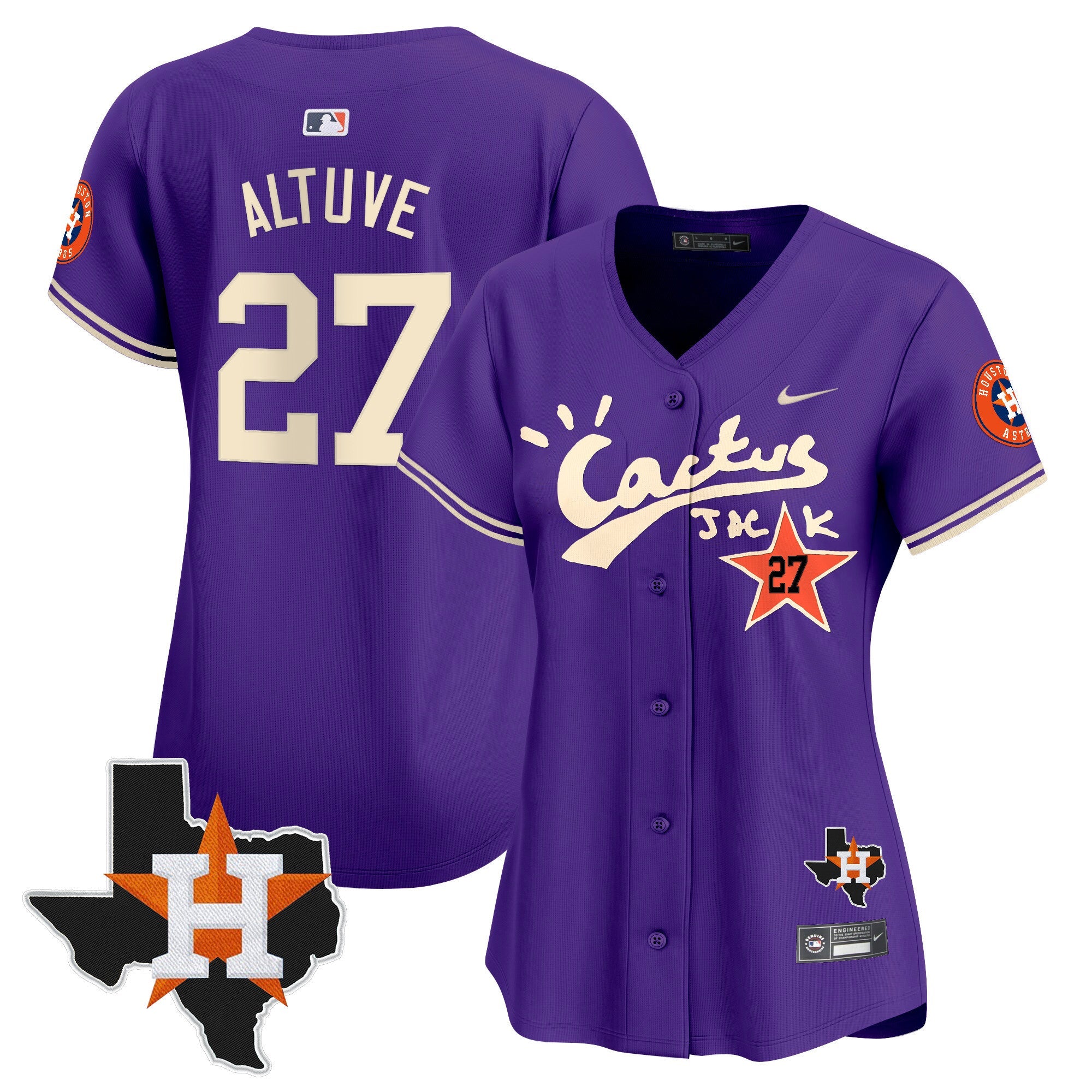 Women’s Houston Cactus Jack Patch Vapor Premier Limited Jersey V11 – Stitched