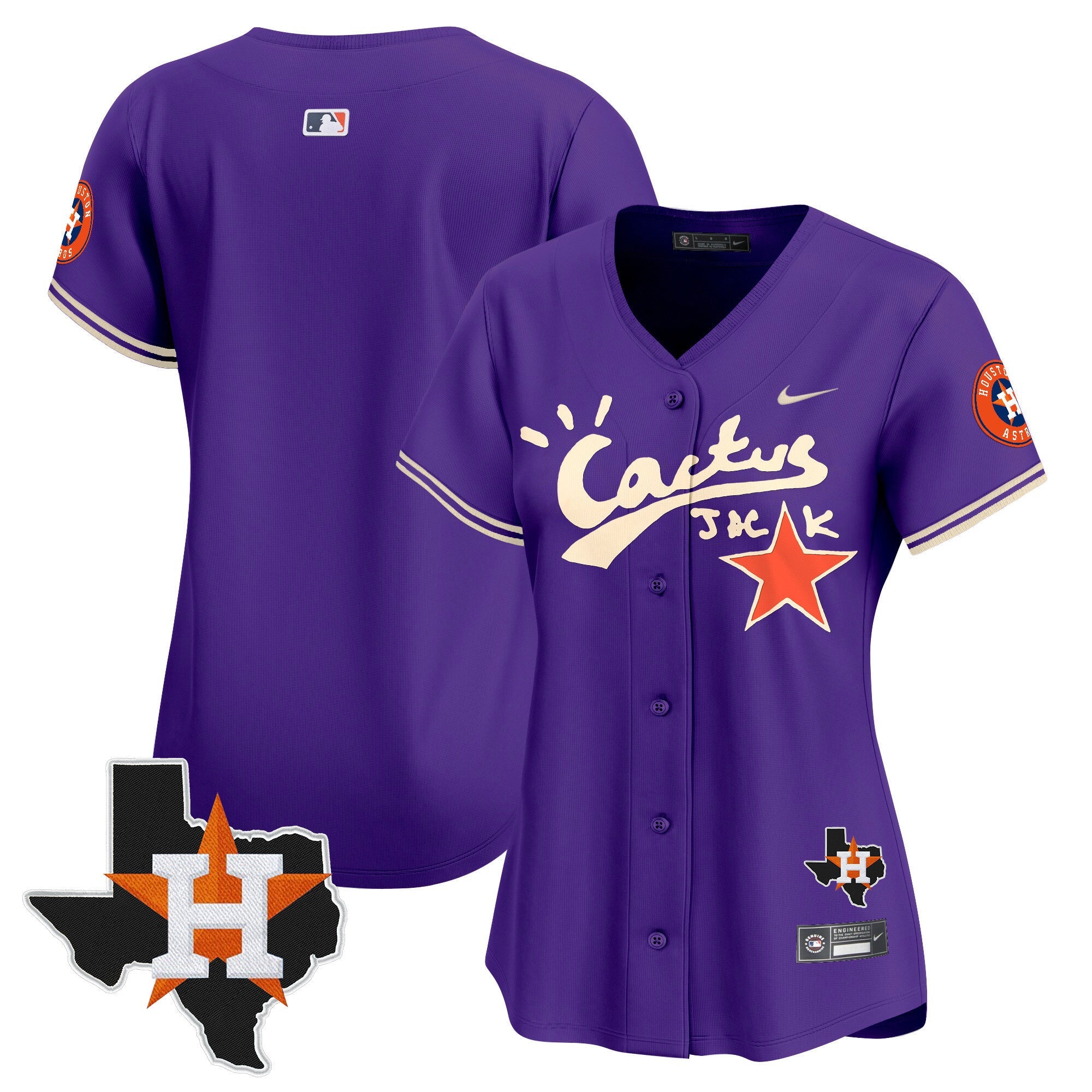 Women’s Houston Cactus Jack Patch Vapor Premier Limited Jersey V11 – Stitched