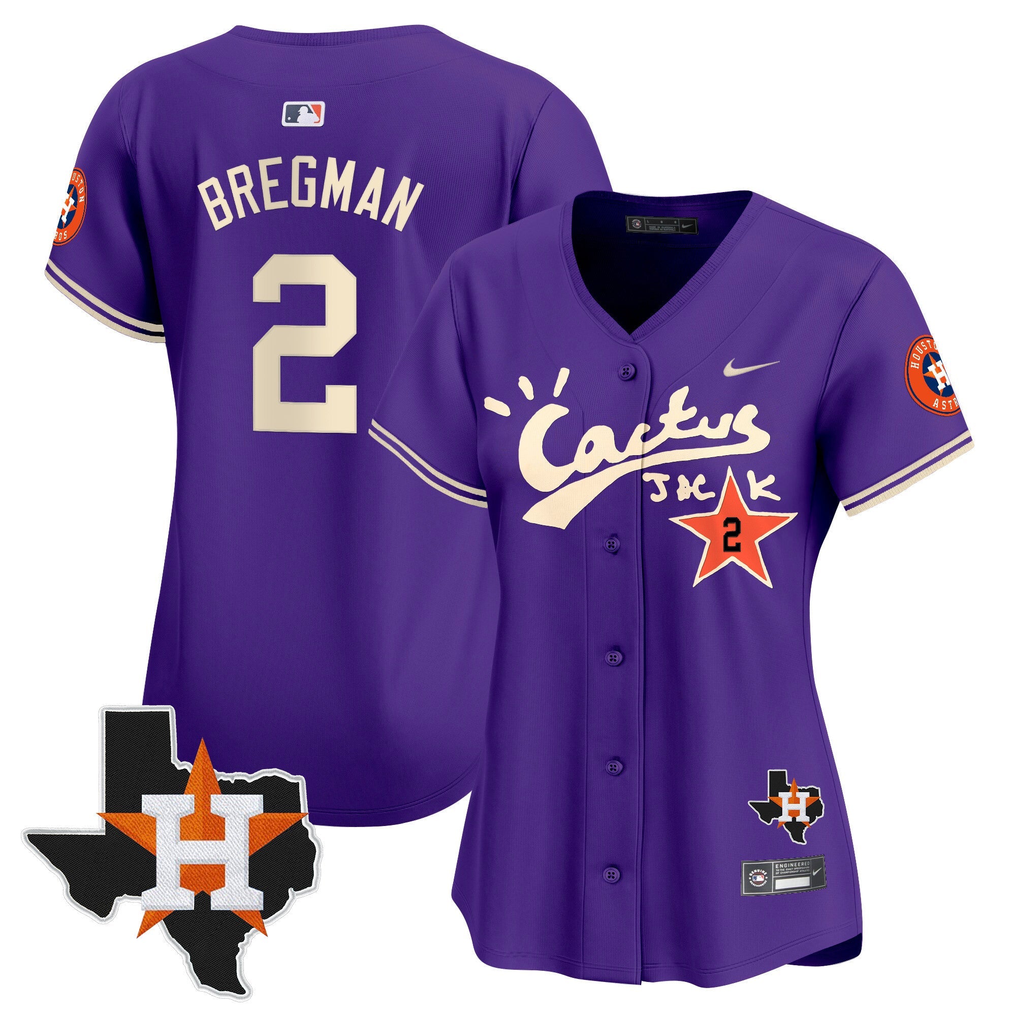 Women’s Houston Cactus Jack Patch Vapor Premier Limited Jersey V11 – Stitched