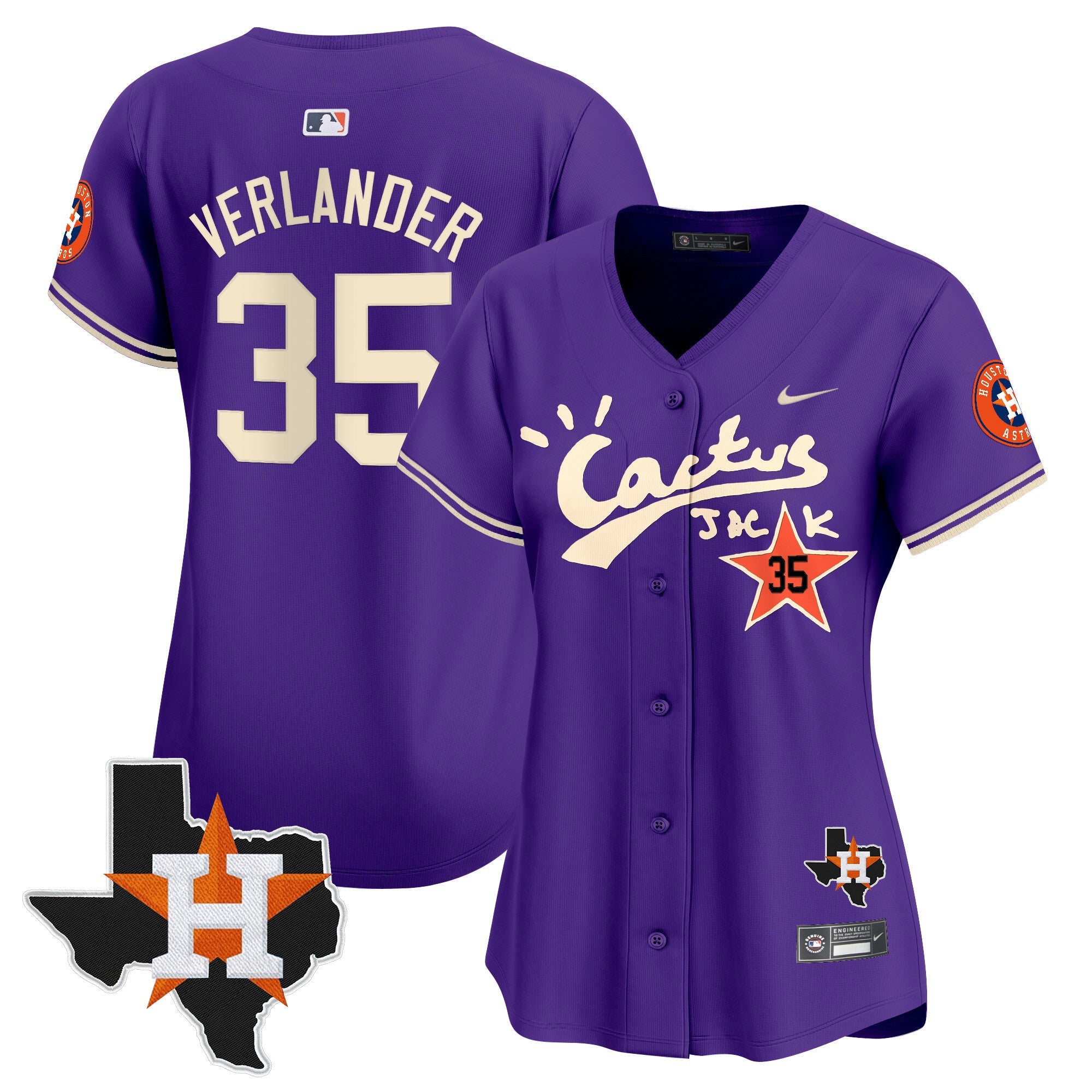 Women’s Houston Cactus Jack Patch Vapor Premier Limited Jersey V11 – Stitched