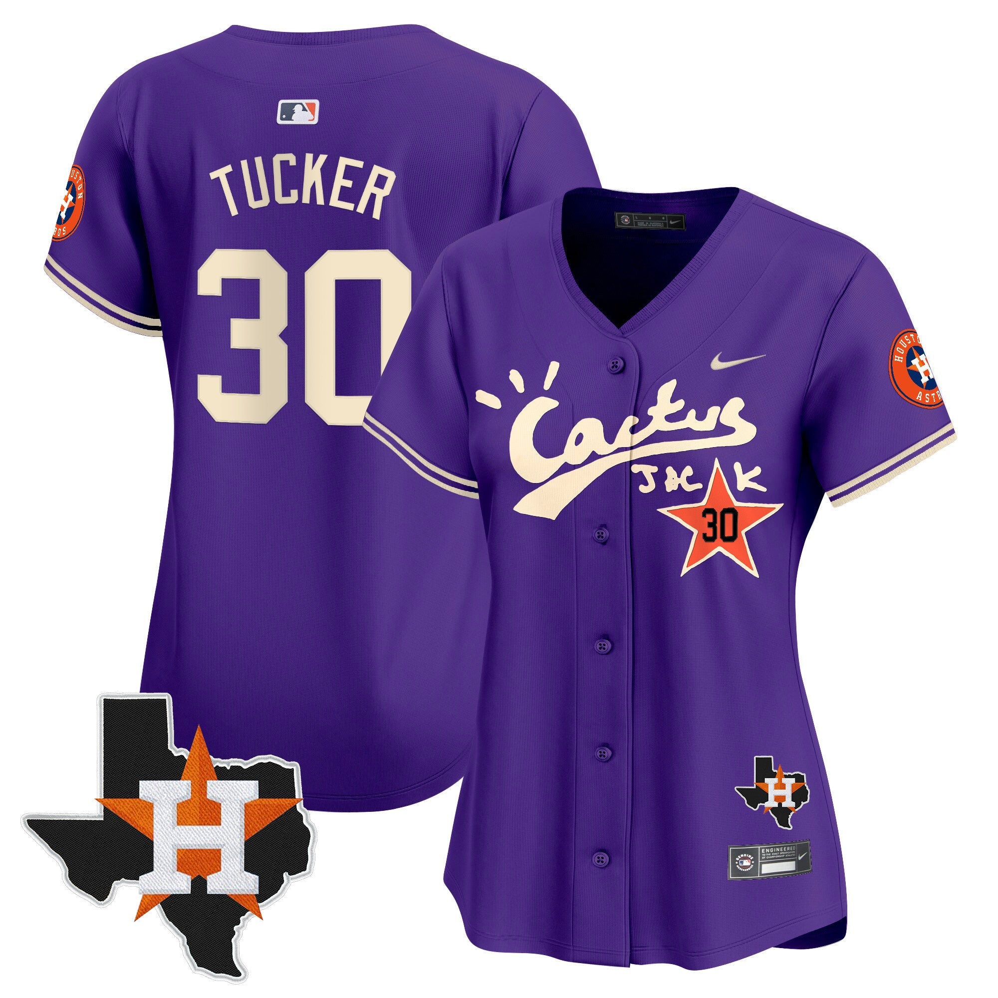 Women’s Houston Cactus Jack Patch Vapor Premier Limited Jersey V11 – Stitched