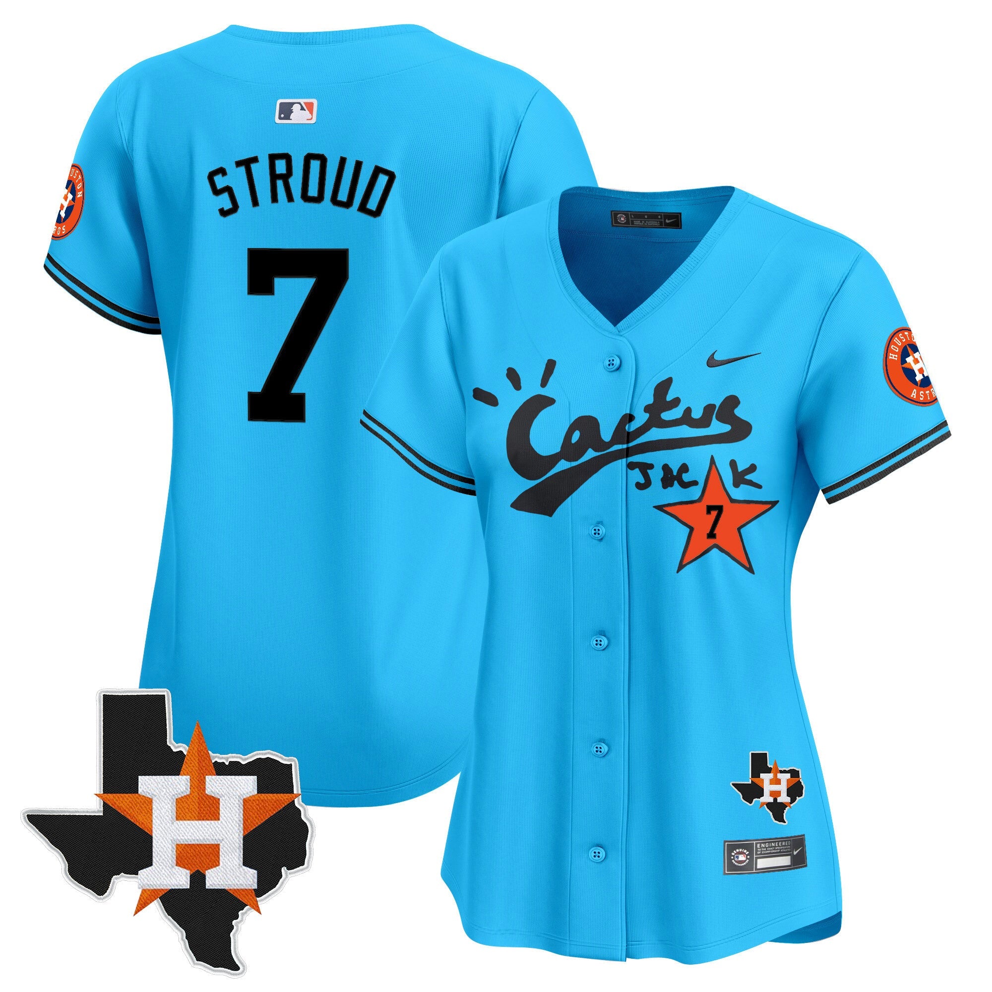 Women’s Houston Cactus Jack Patch Vapor Premier Limited Jersey V11 – Stitched