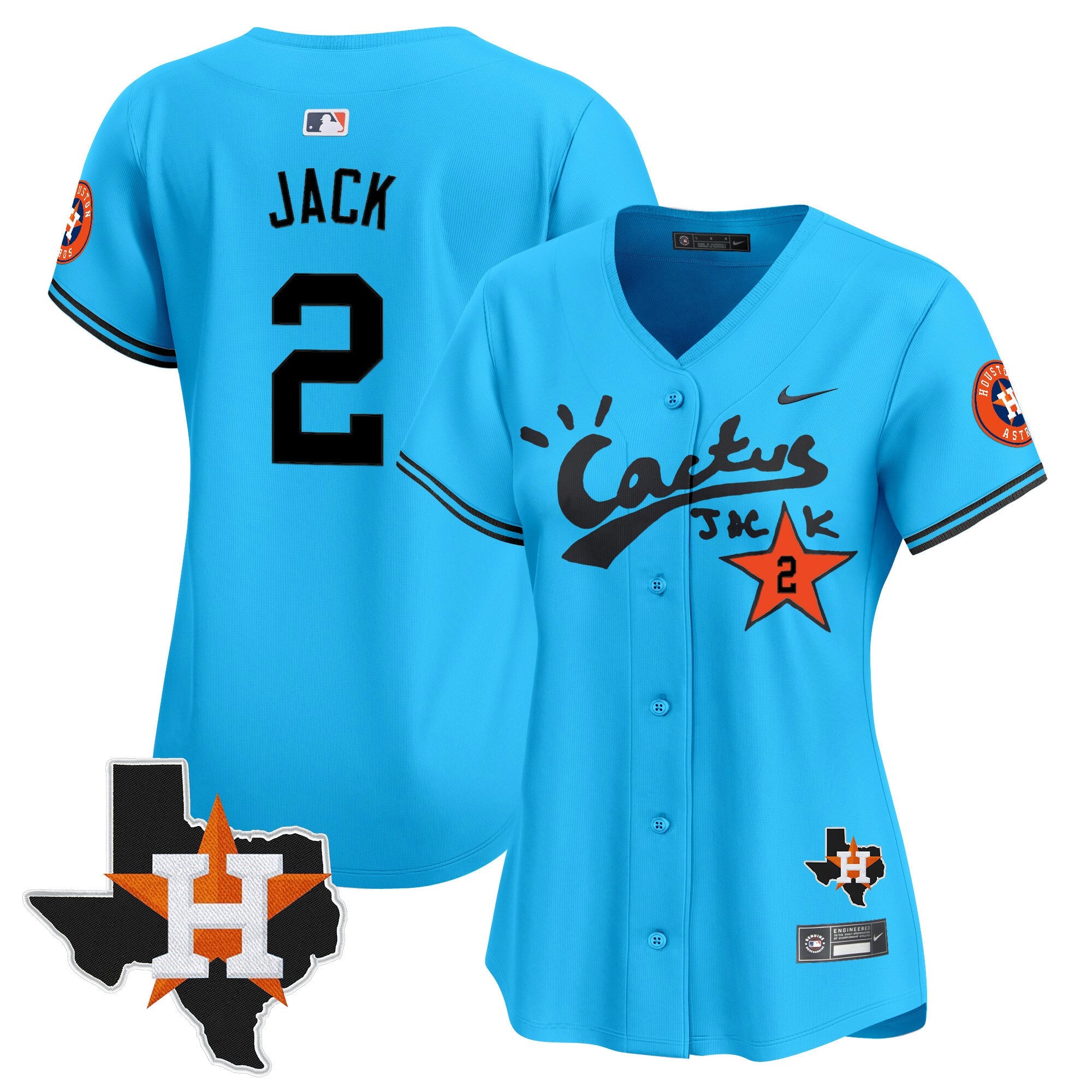 Women’s Houston Cactus Jack Patch Vapor Premier Limited Jersey V11 – Stitched