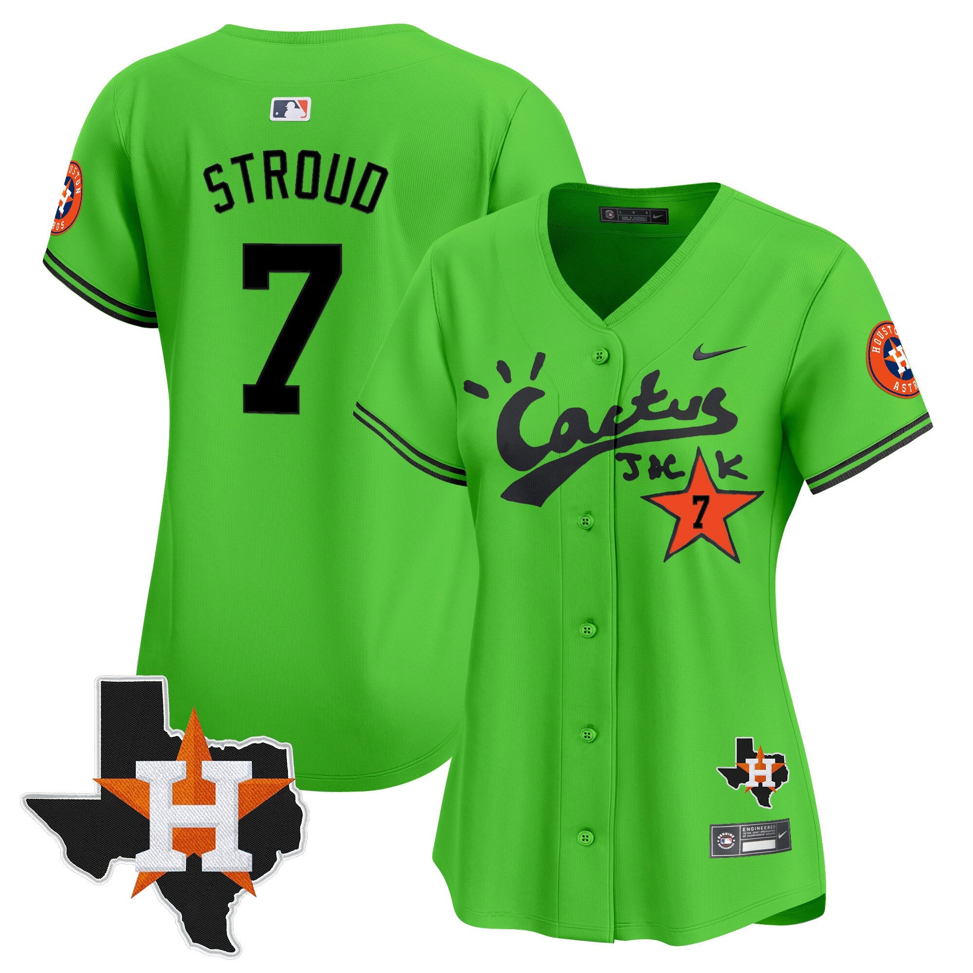 Women’s Houston Cactus Jack Patch Vapor Premier Limited Jersey V11 – Stitched