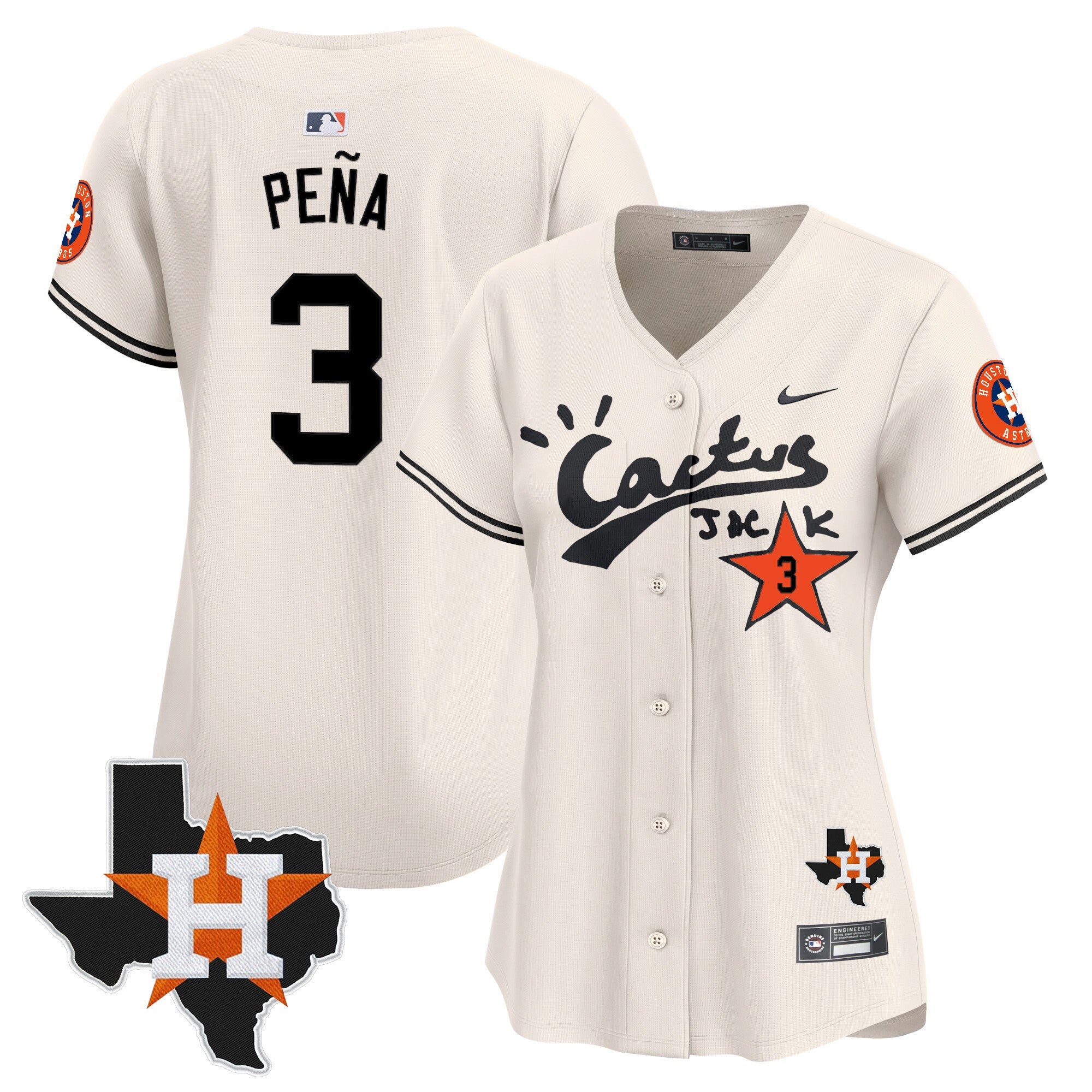 Women’s Houston Cactus Jack Patch Vapor Premier Limited Jersey V11 – Stitched