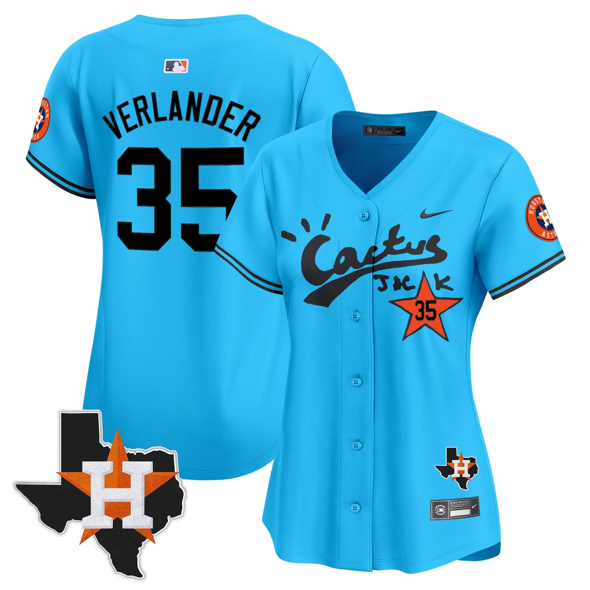 Women’s Houston Cactus Jack Patch Vapor Premier Limited Jersey V11 – Stitched