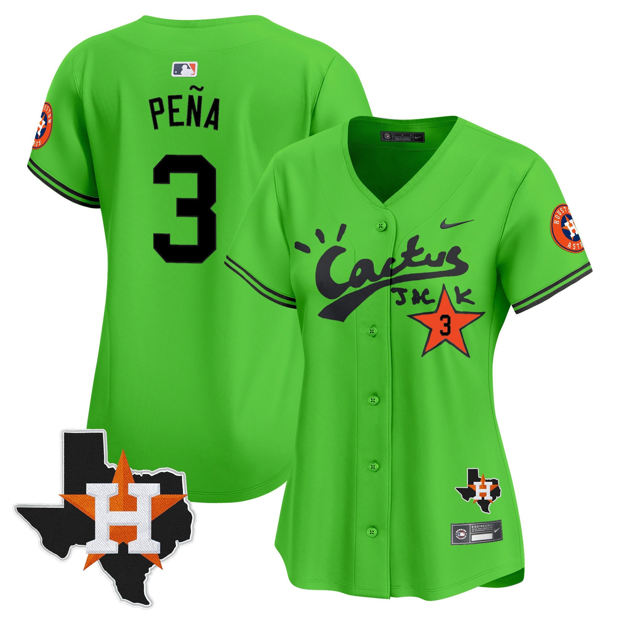 Women’s Houston Cactus Jack Patch Vapor Premier Limited Jersey V11 – Stitched