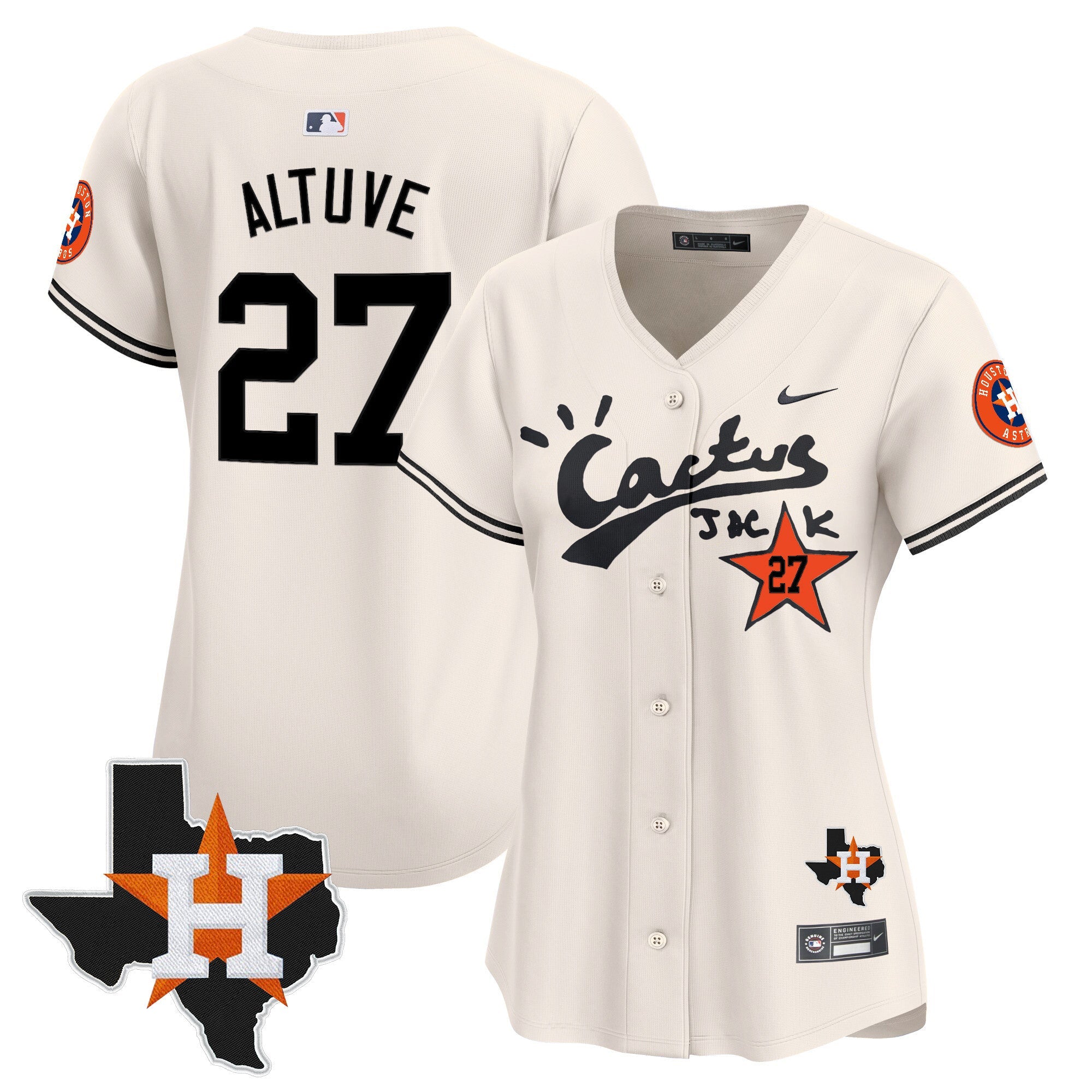 Women’s Houston Cactus Jack Patch Vapor Premier Limited Jersey V11 – Stitched