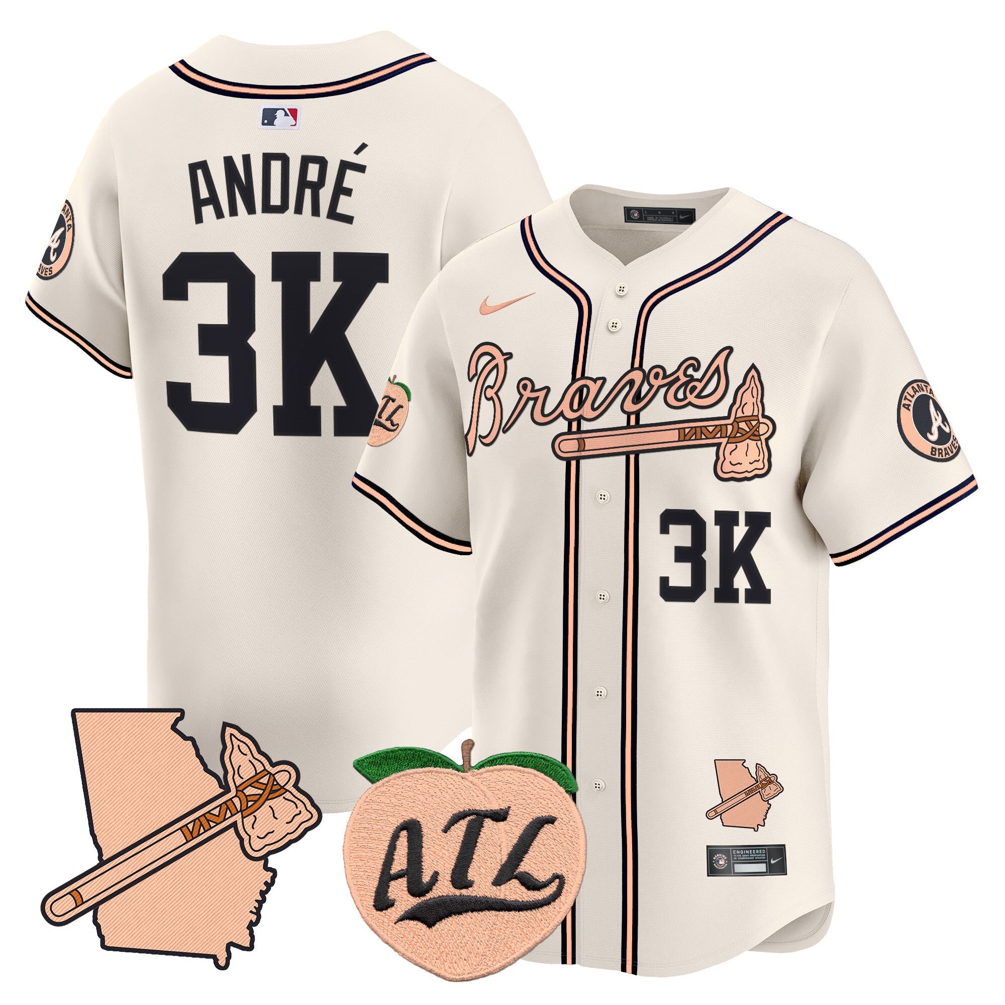 Men’s Atlanta Peach Vapor Premier Limited Jersey