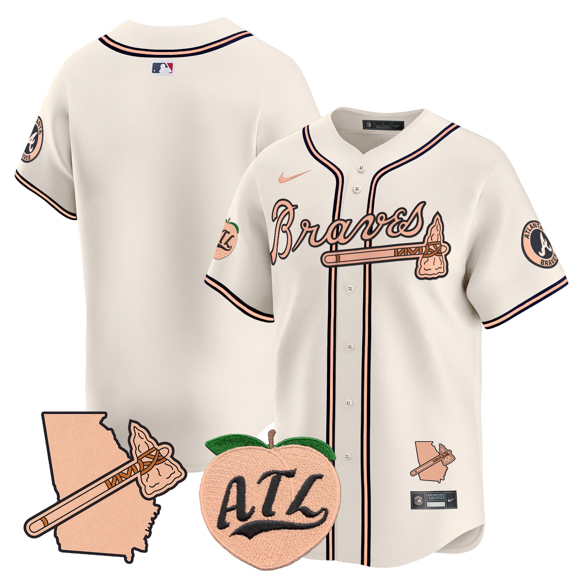 Men’s Atlanta Peach Vapor Premier Limited Jersey