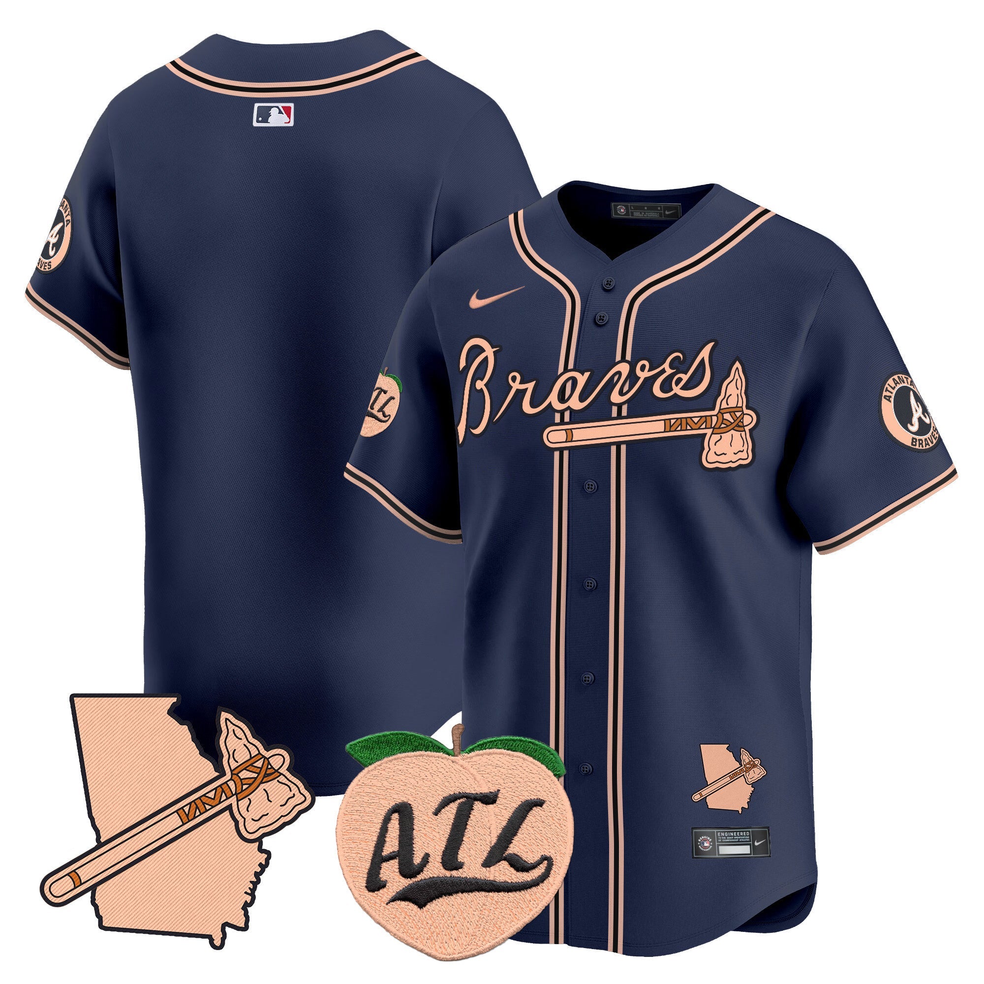 Men’s Atlanta Peach Vapor Premier Limited Jersey