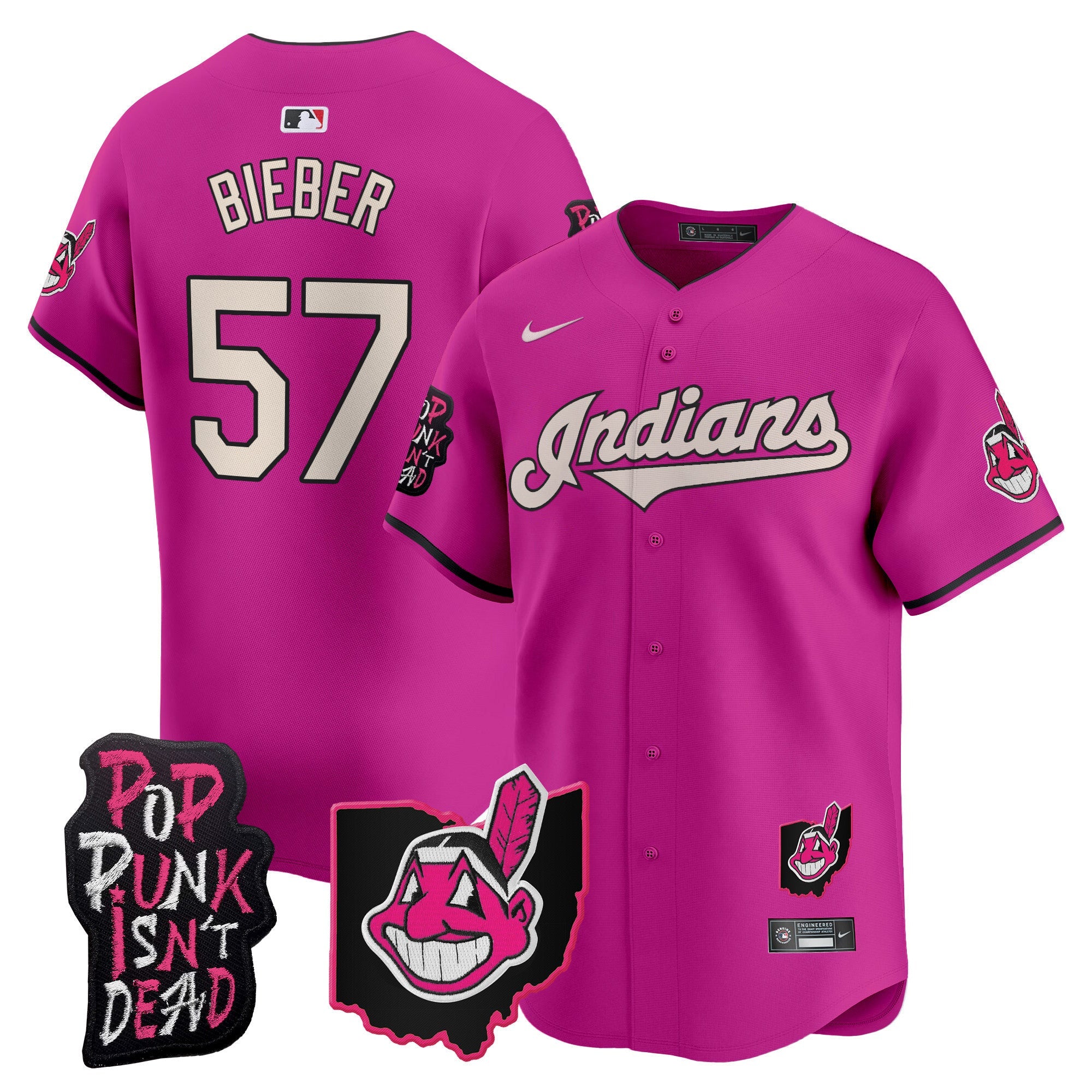 Men’s Cleveland Indians MGK Patch Vapor Premier Limited Jersey