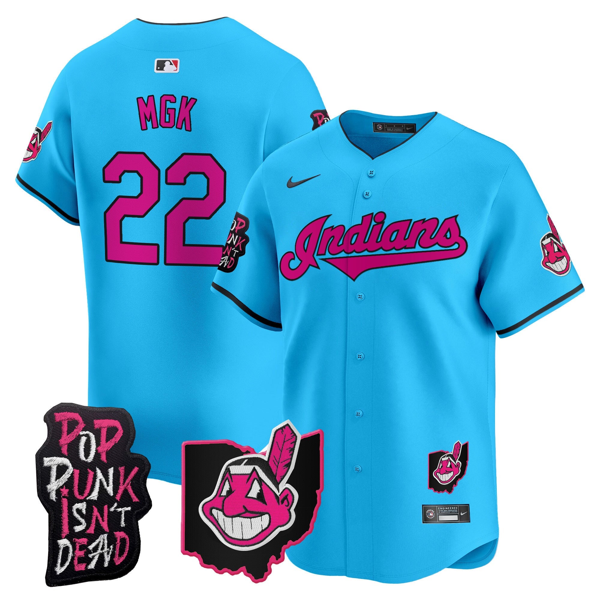 Men’s Cleveland Indians MGK Patch Vapor Premier Limited Jersey