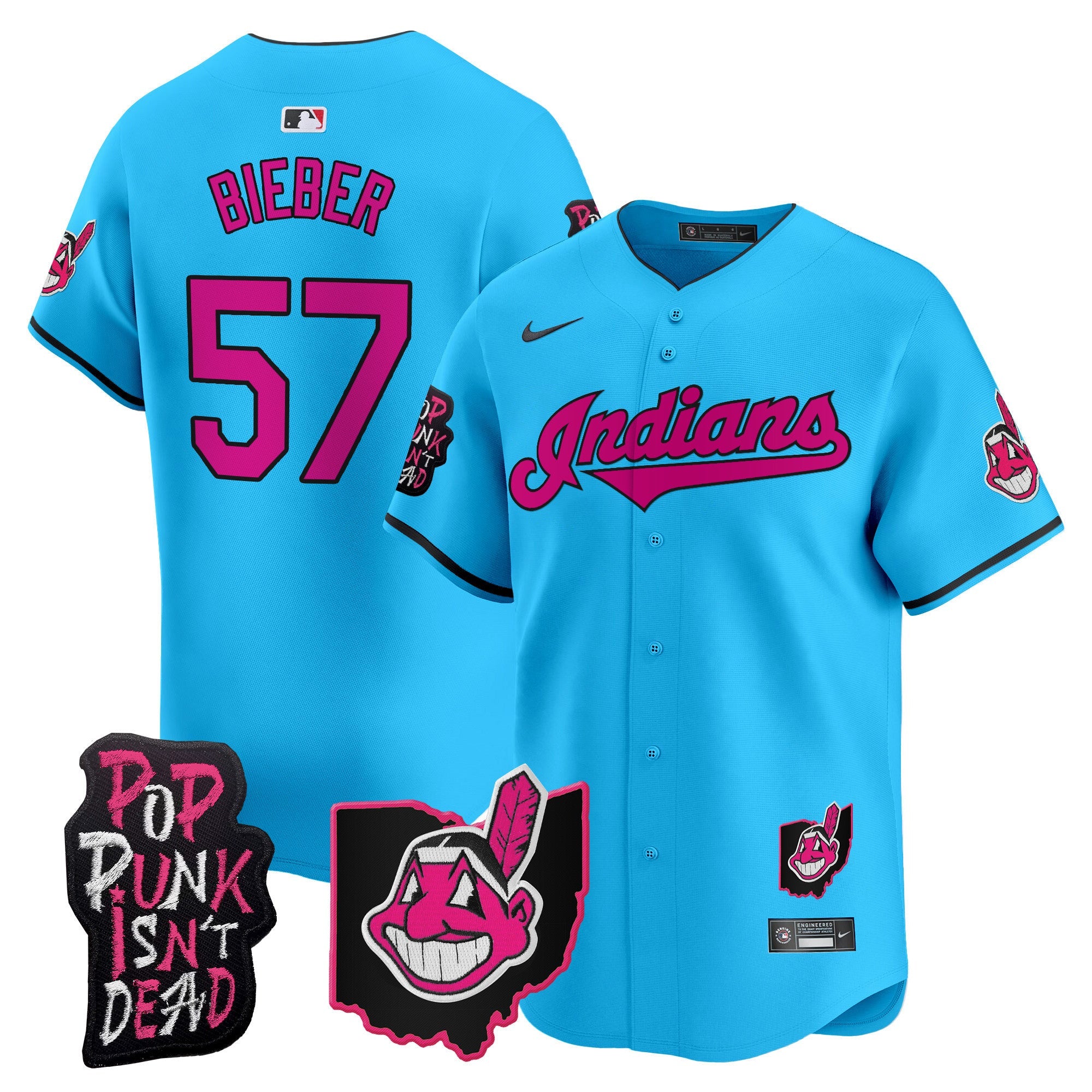 Men’s Cleveland Indians MGK Patch Vapor Premier Limited Jersey
