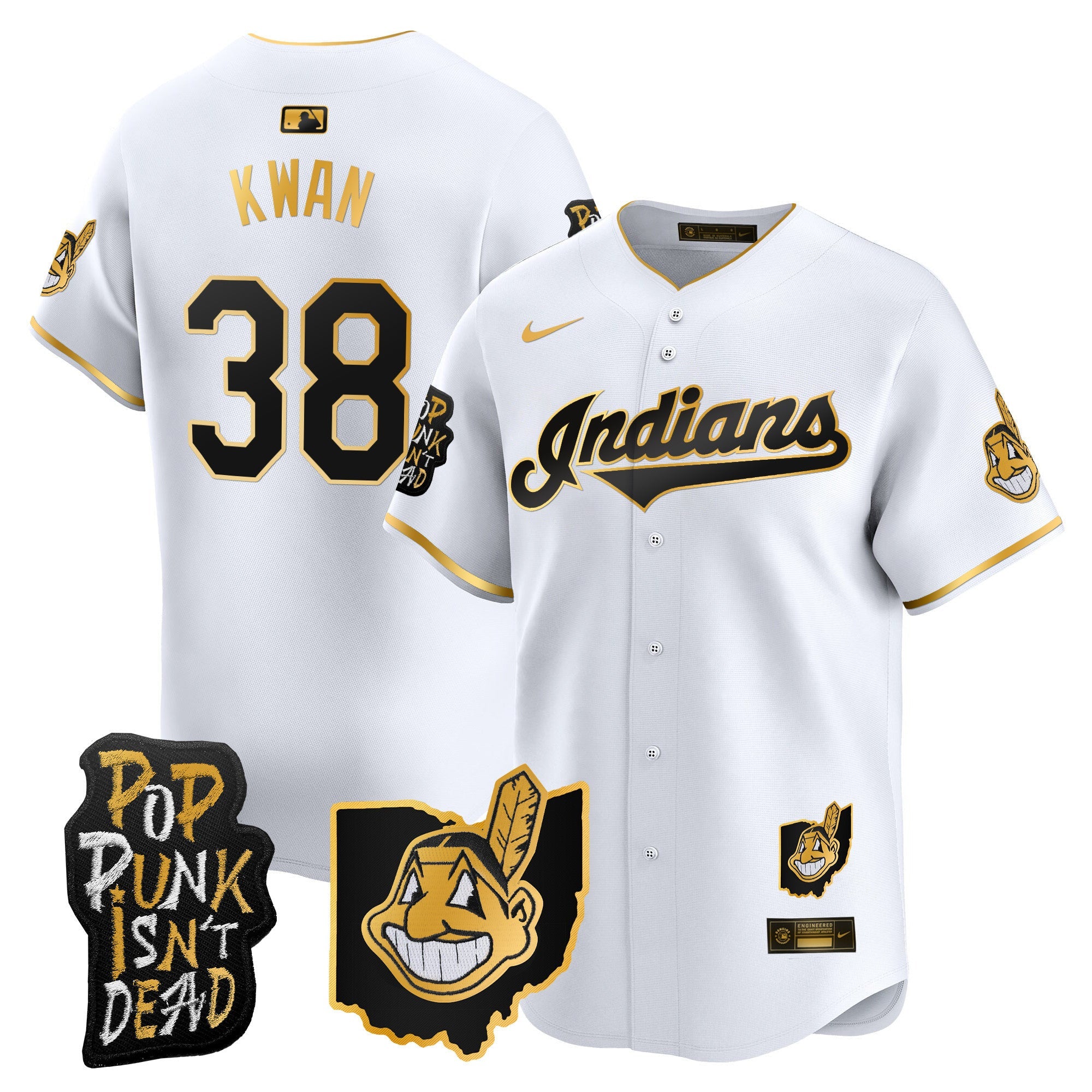 Men’s Cleveland Indians MGK Patch Vapor Premier Limited Jersey