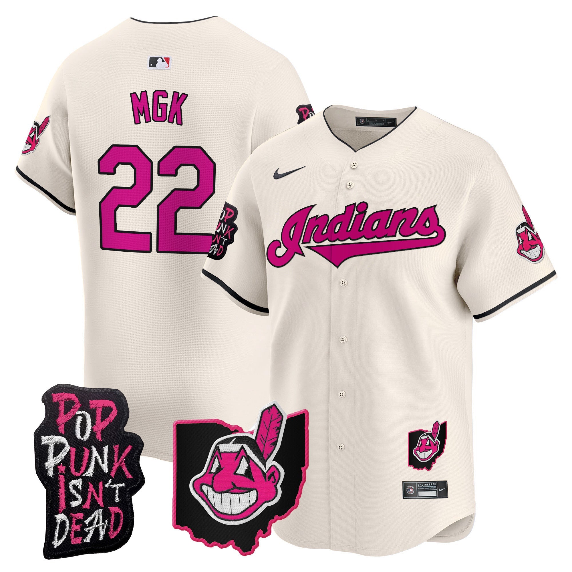 Men’s Cleveland Indians MGK Patch Vapor Premier Limited Jersey
