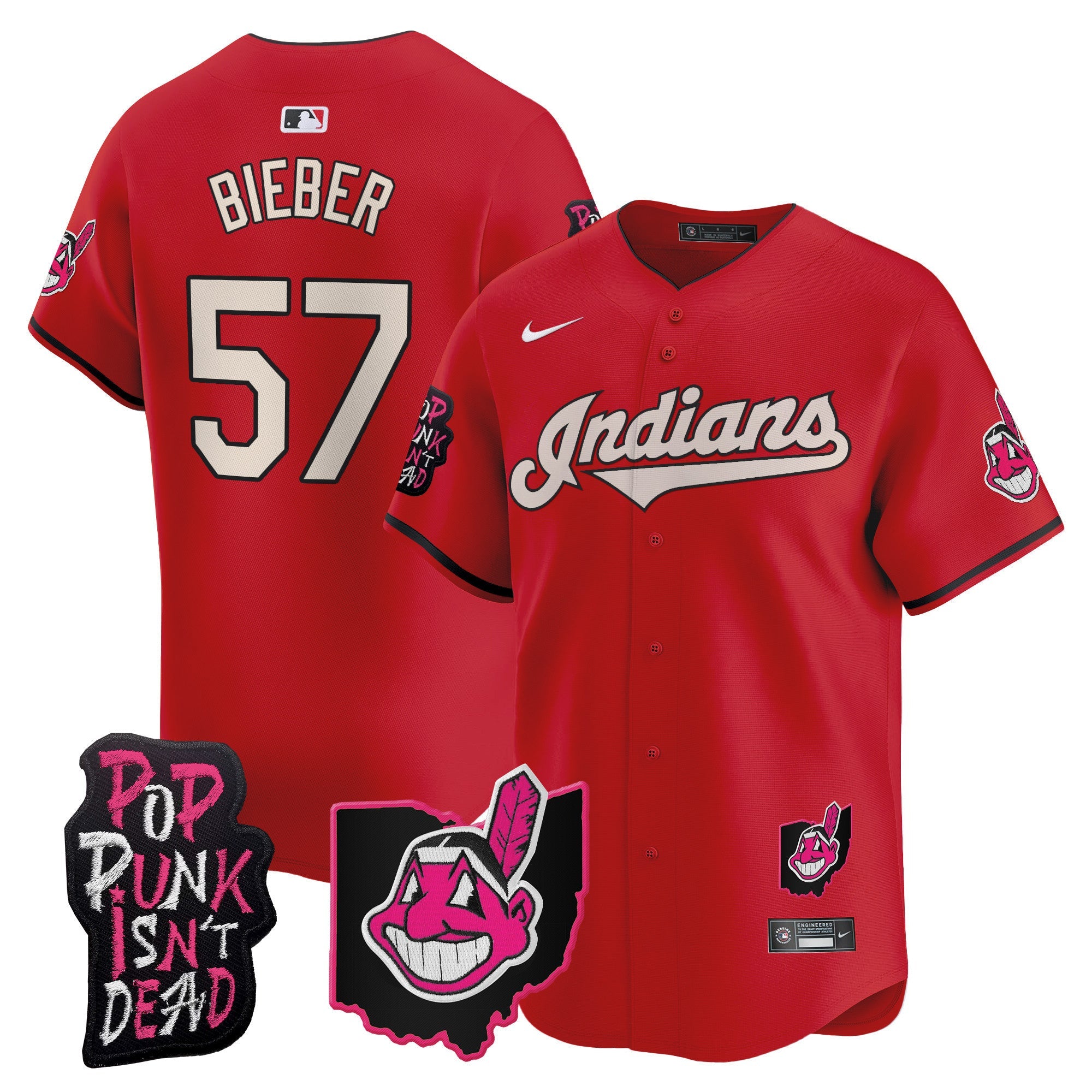 Men’s Cleveland Indians MGK Patch Vapor Premier Limited Jersey
