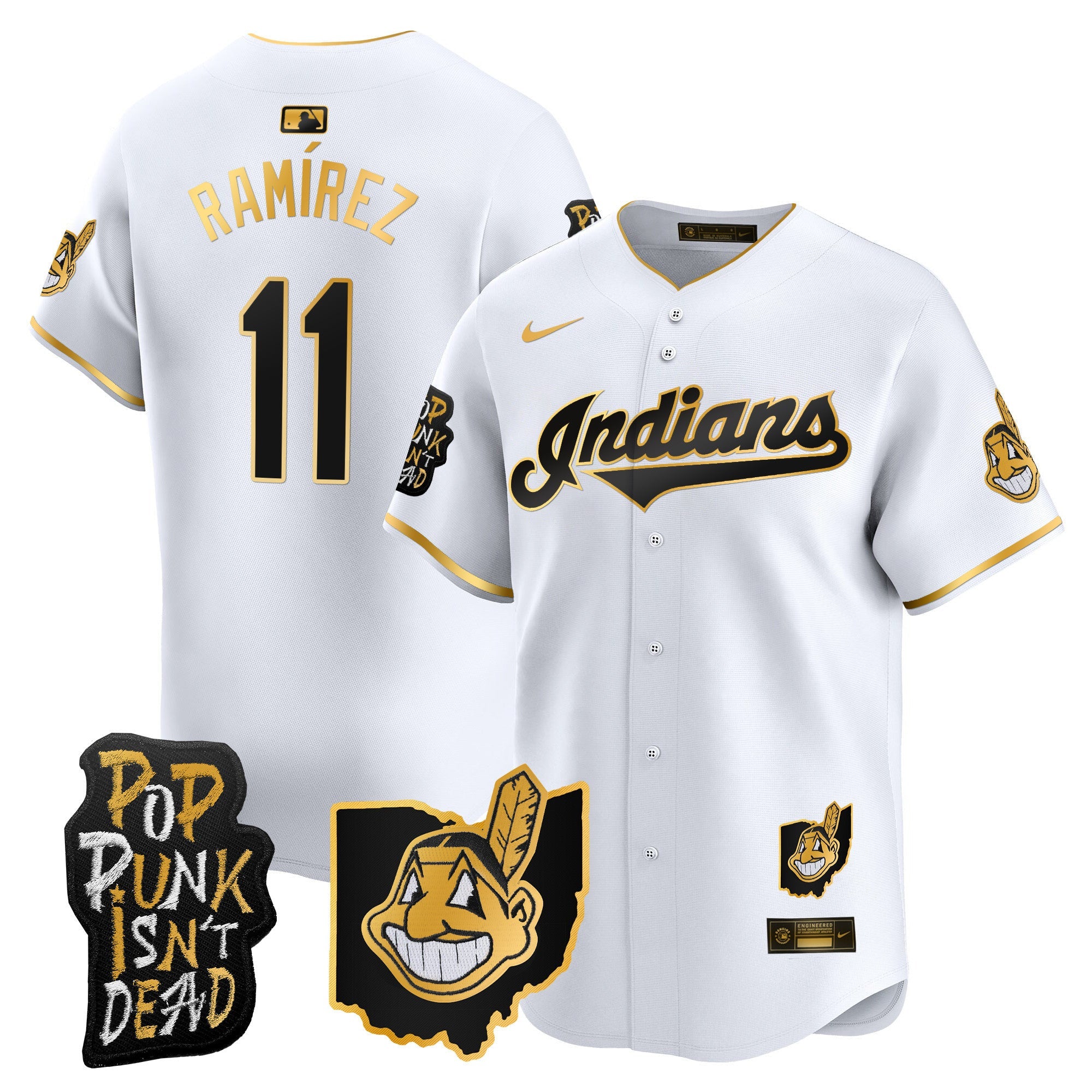 Men’s Cleveland Indians MGK Patch Vapor Premier Limited Jersey