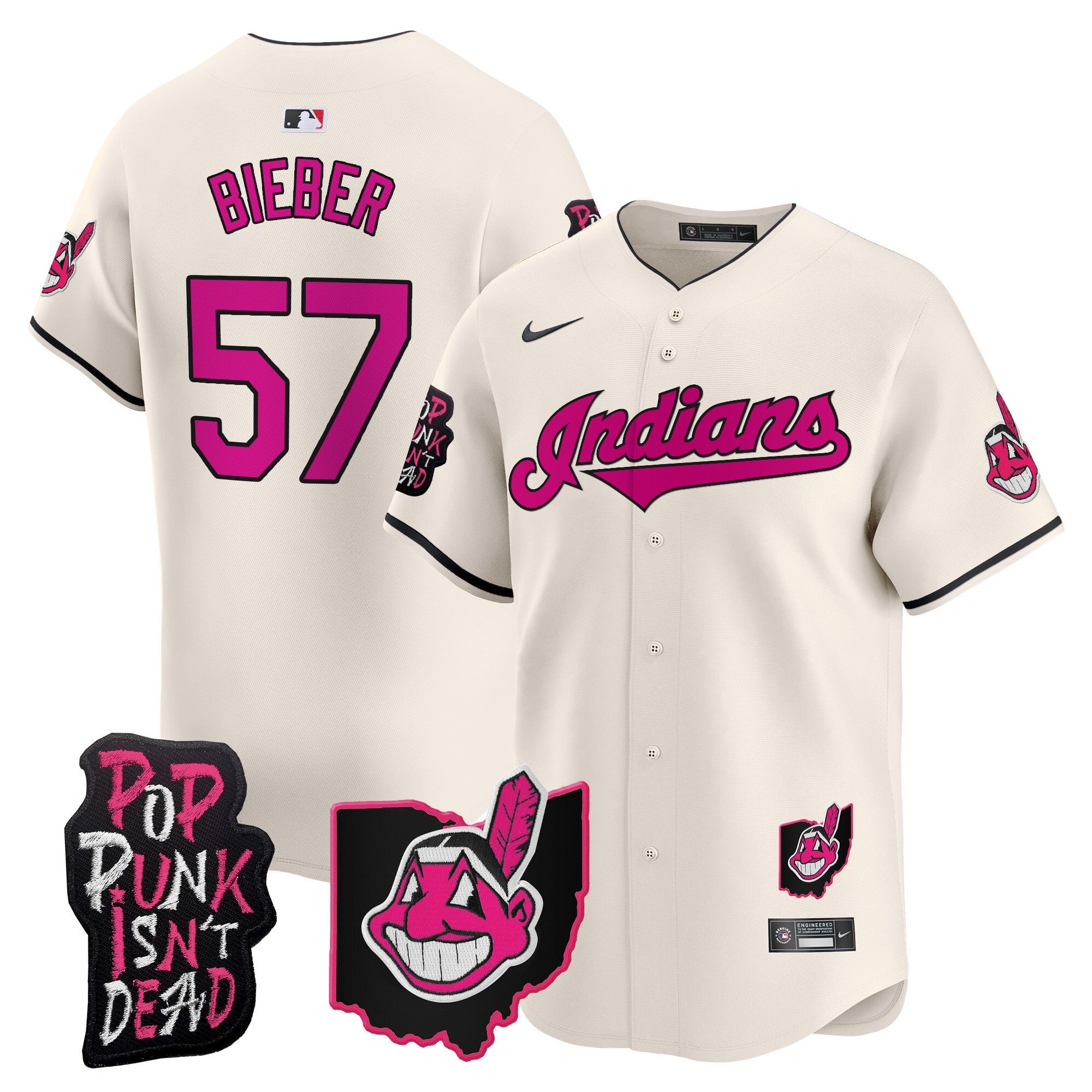 Men’s Cleveland Indians MGK Patch Vapor Premier Limited Jersey