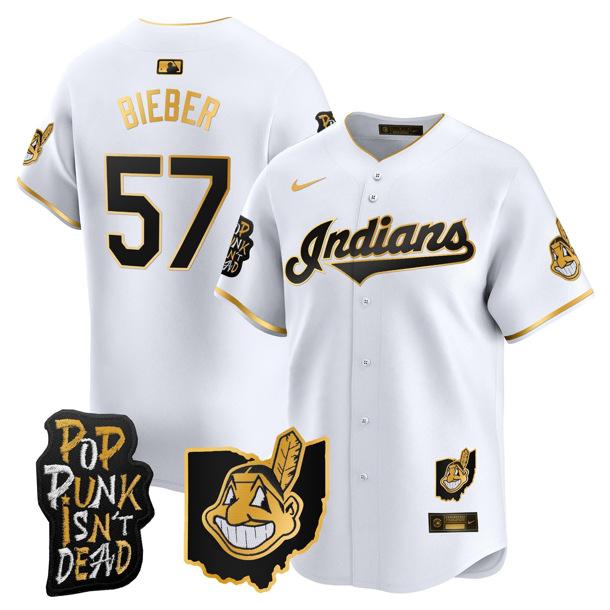 Men’s Cleveland Indians MGK Patch Vapor Premier Limited Jersey
