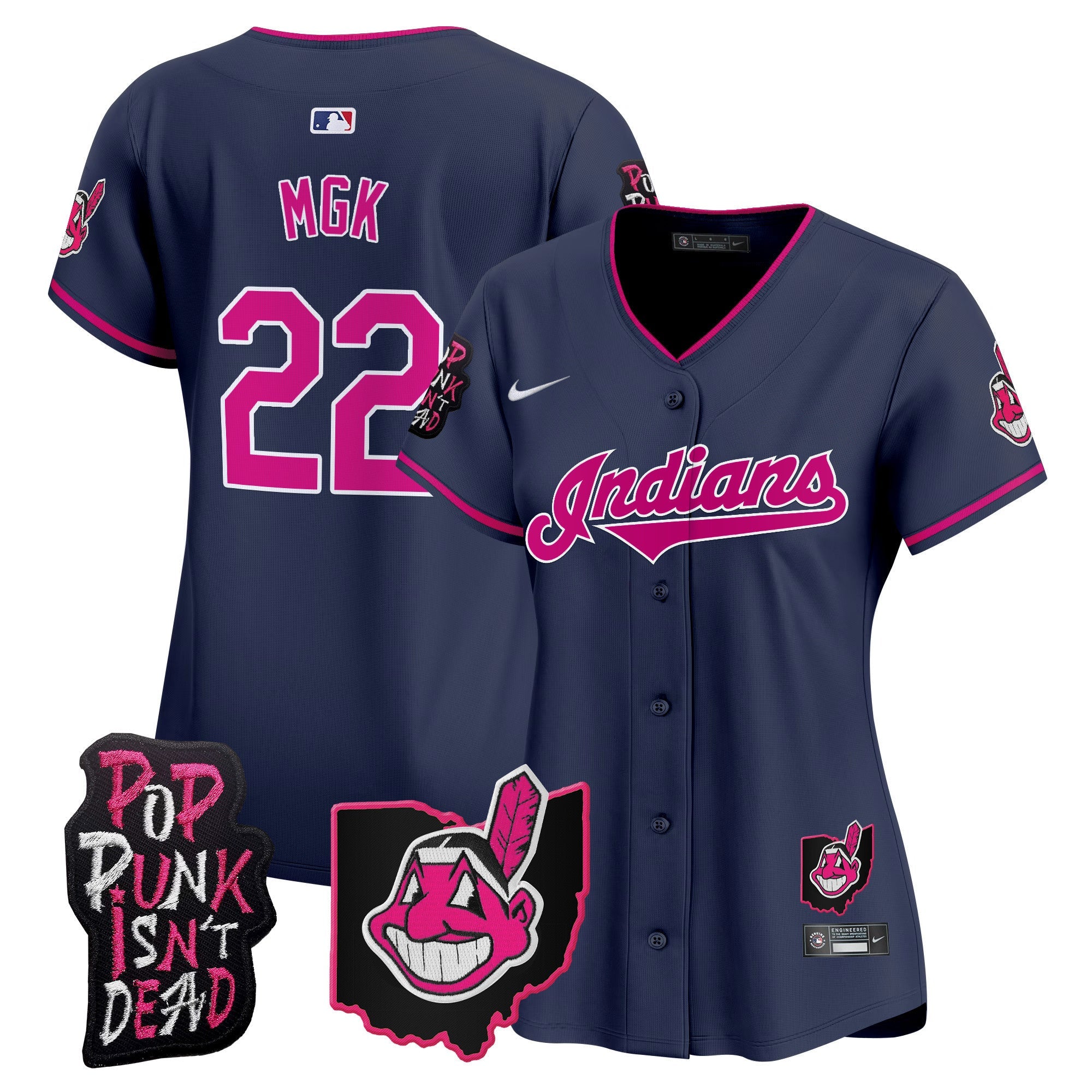 Women’s Cleveland Indians MGK Patch Vapor Premier Limited Jersey