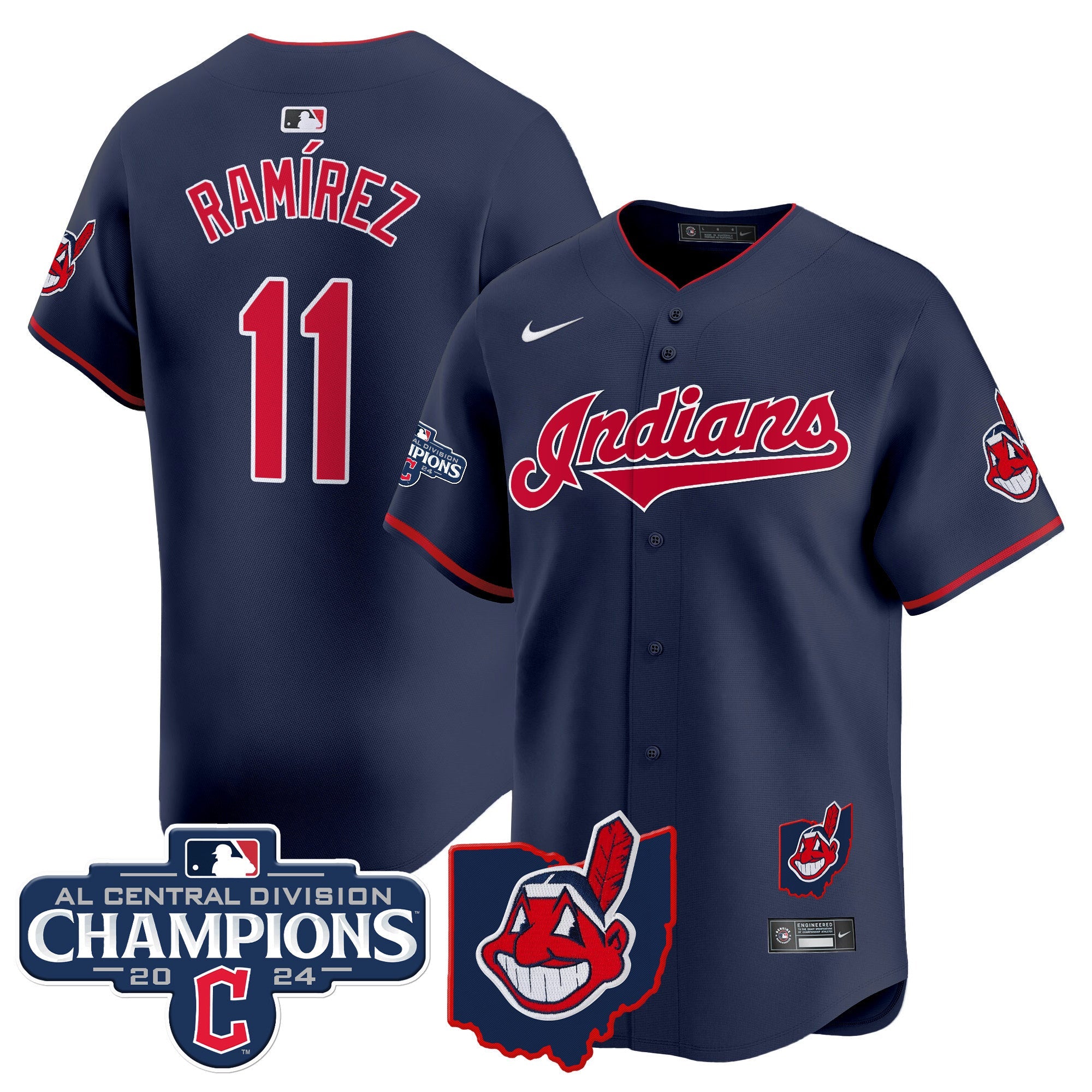 Men’s Cleveland Indians 2024 AL Central Division Champions Vapor Premier Limited Jersey