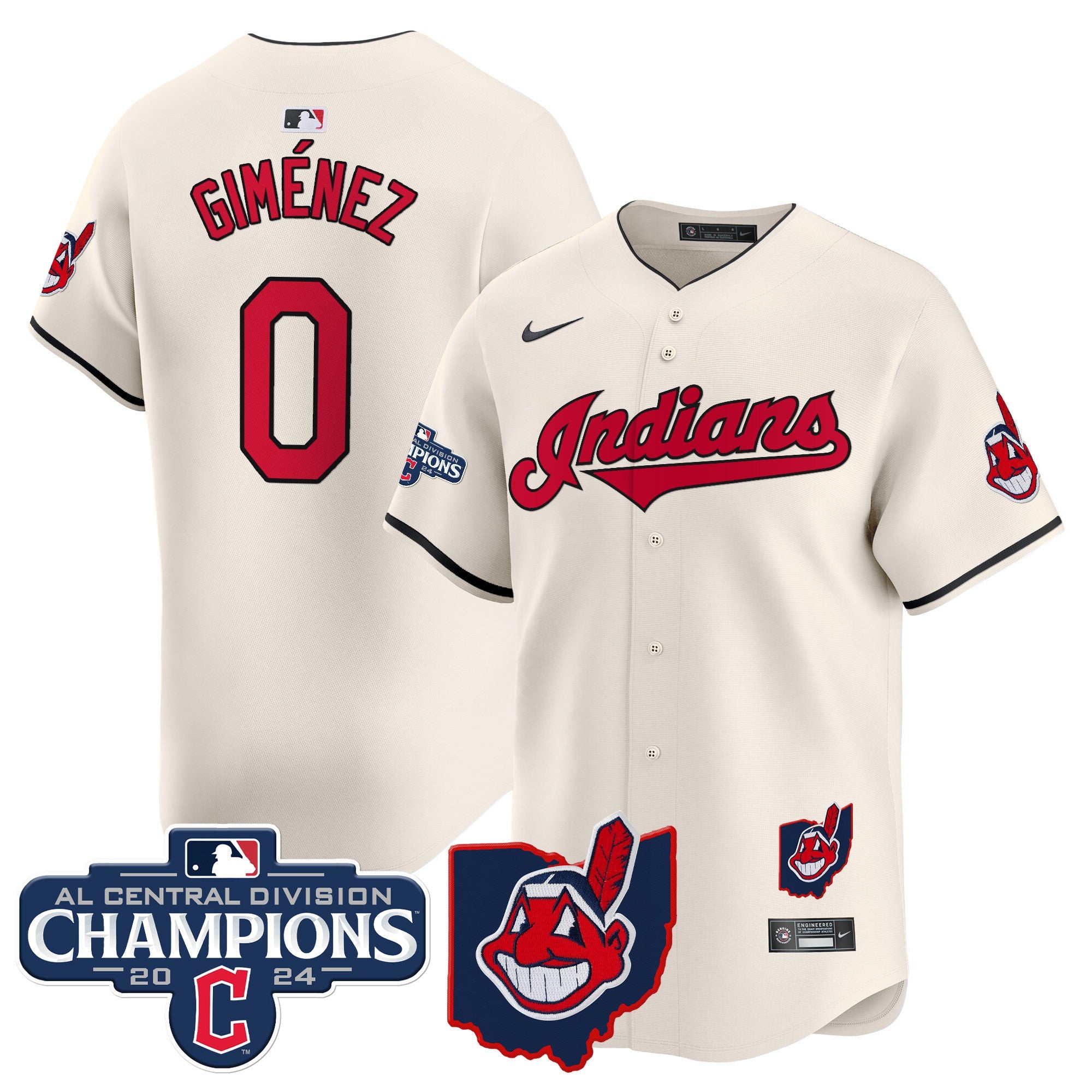 Men’s Cleveland Indians 2024 AL Central Division Champions Vapor Premier Limited Jersey