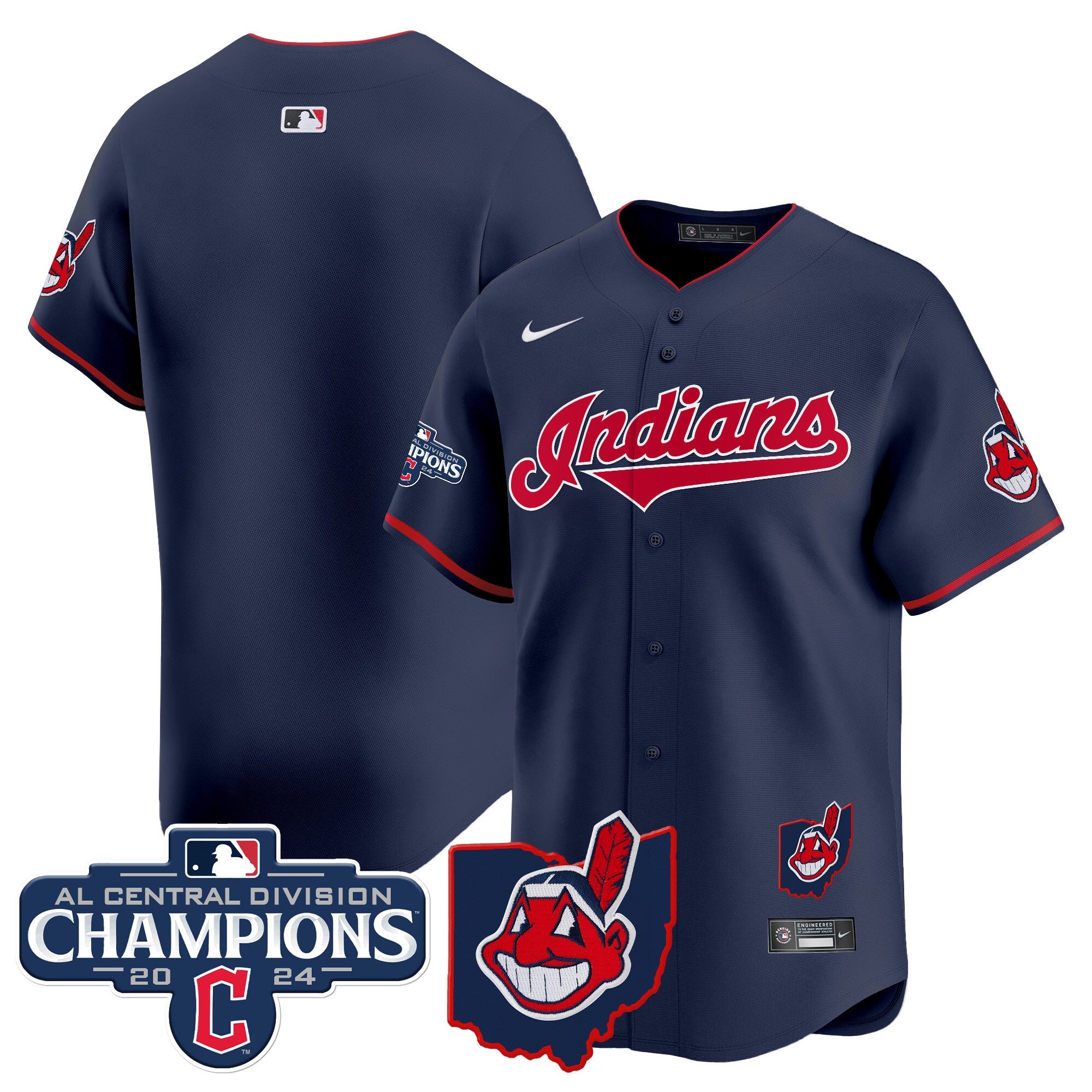 Men’s Cleveland Indians 2024 AL Central Division Champions Vapor Premier Limited Jersey