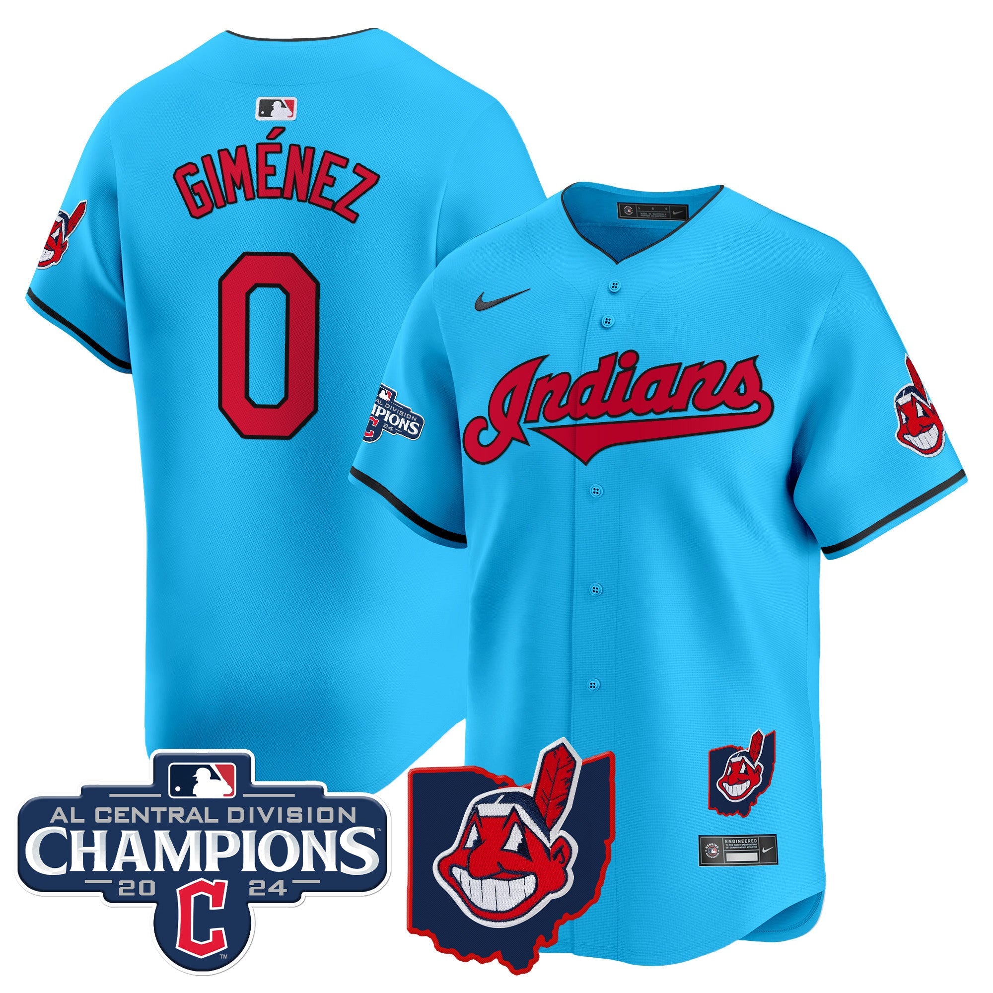 Men’s Cleveland Indians 2024 AL Central Division Champions Vapor Premier Limited Jersey