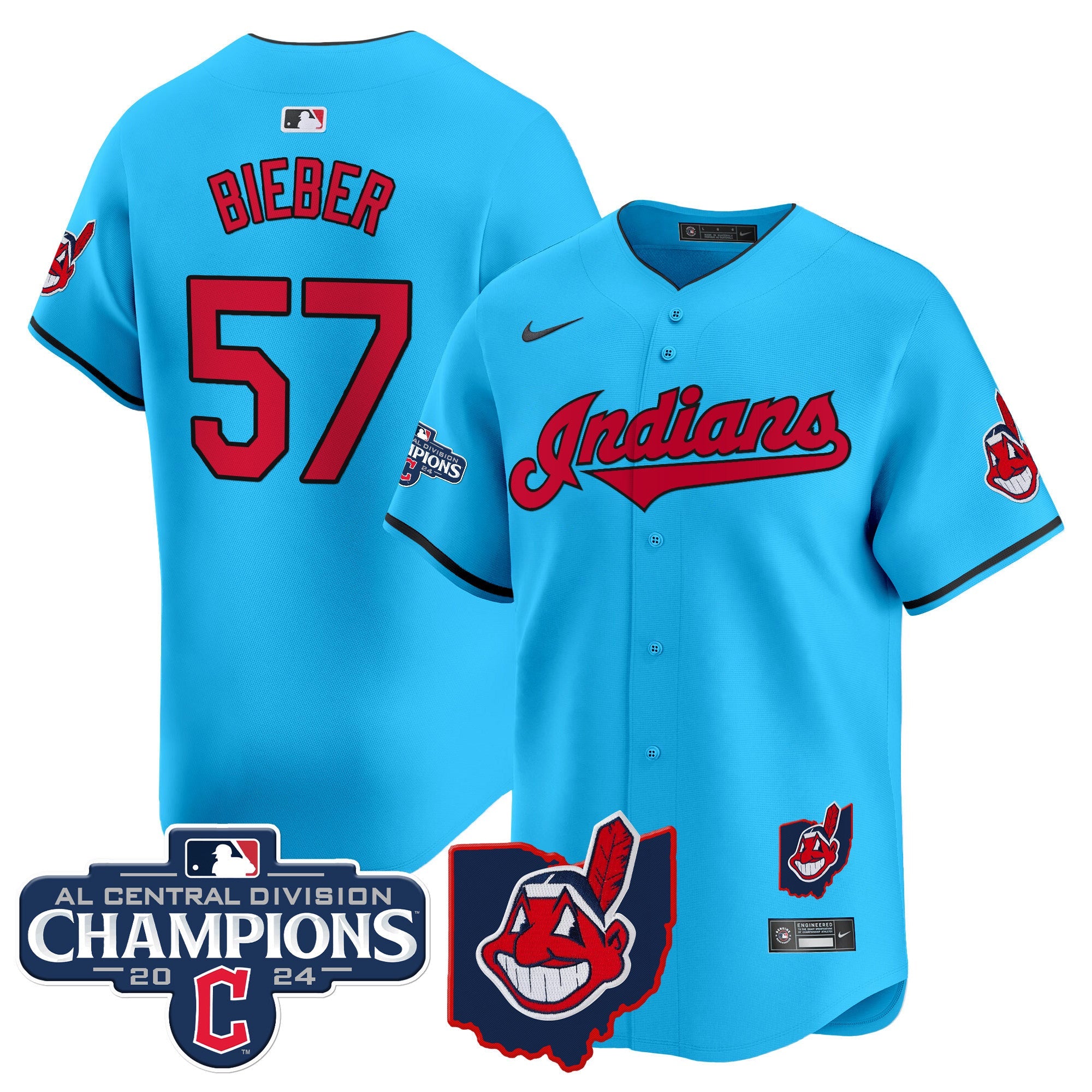 Men’s Cleveland Indians 2024 AL Central Division Champions Vapor Premier Limited Jersey