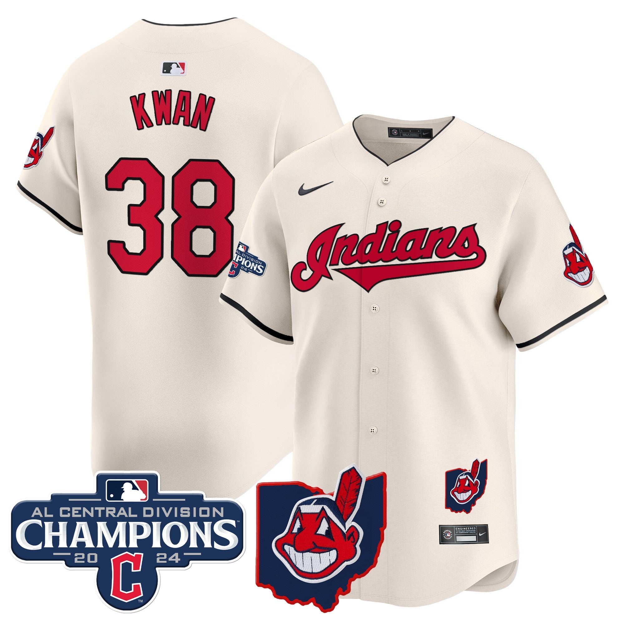 Men’s Cleveland Indians 2024 AL Central Division Champions Vapor Premier Limited Jersey
