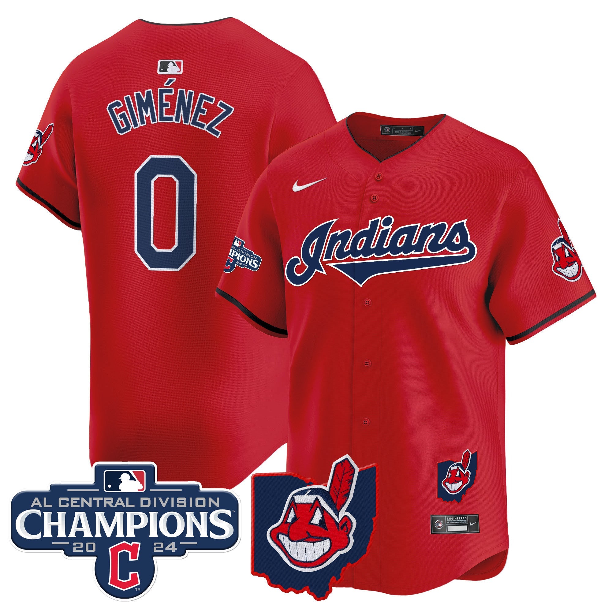 Men’s Cleveland Indians 2024 AL Central Division Champions Vapor Premier Limited Jersey