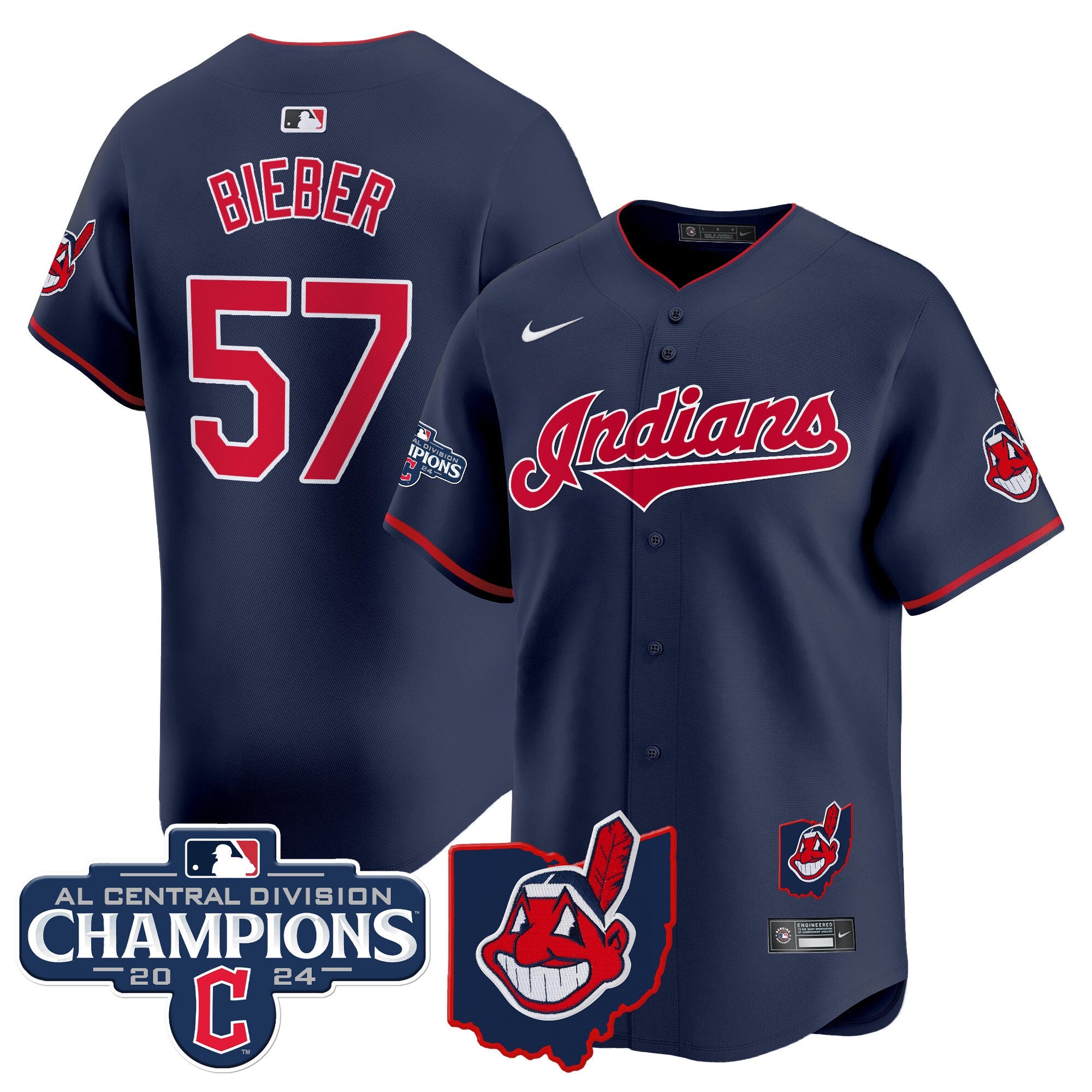 Men’s Cleveland Indians 2024 AL Central Division Champions Vapor Premier Limited Jersey