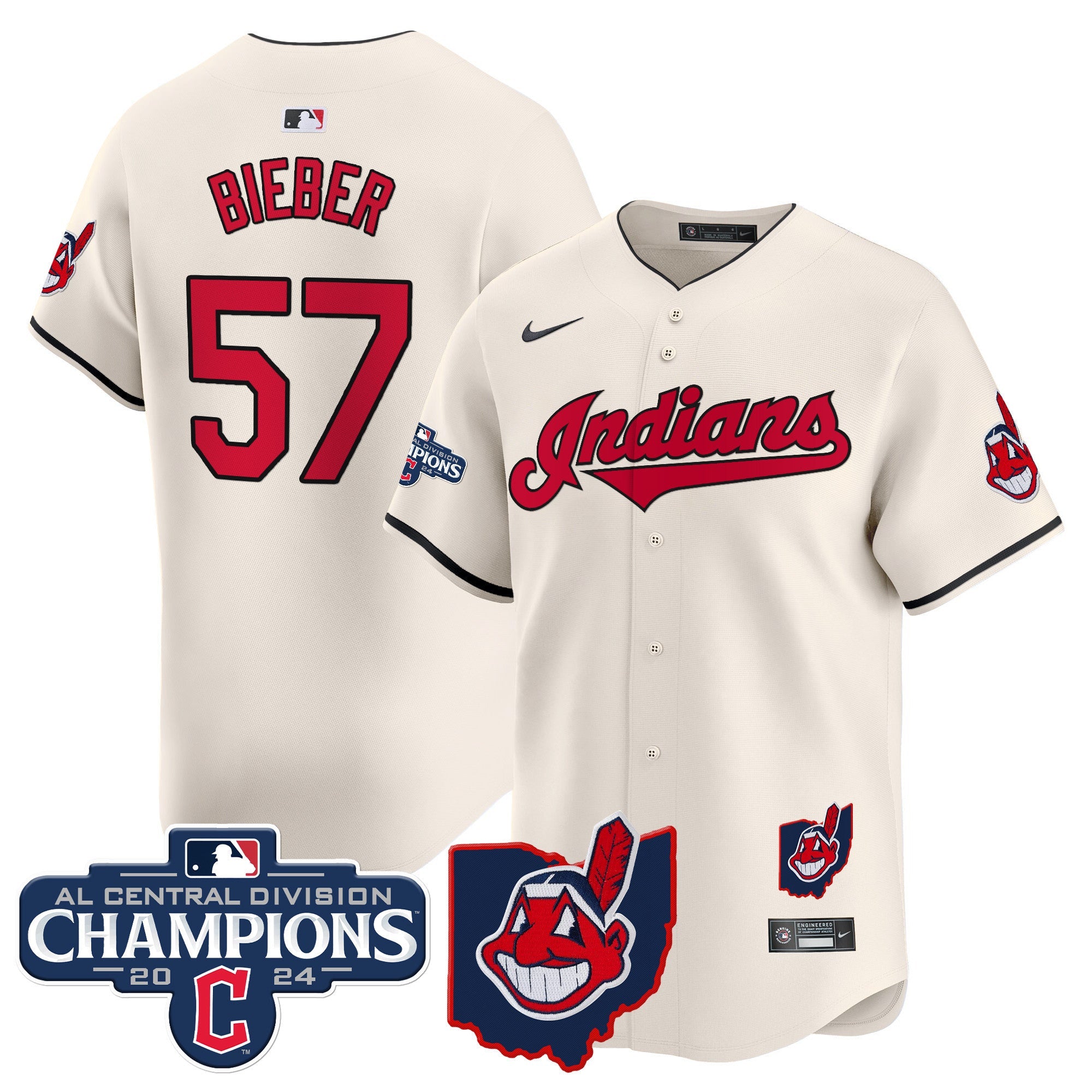 Men’s Cleveland Indians 2024 AL Central Division Champions Vapor Premier Limited Jersey